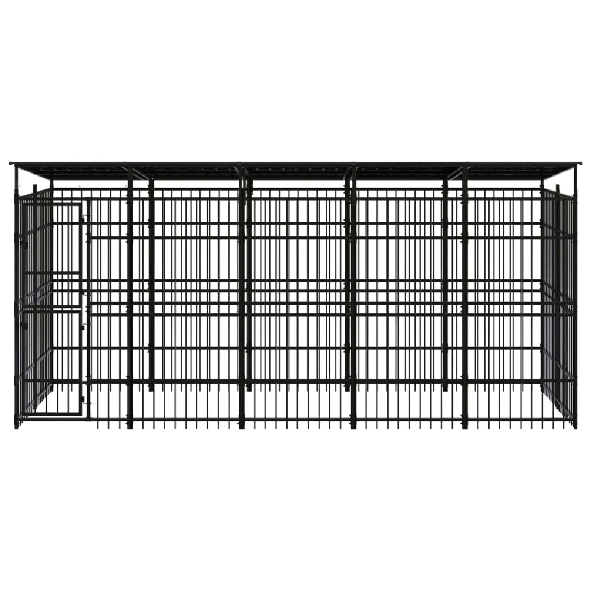 Comparer les prix de Chenil cage enclos pac animaux d'extérieur avec toit pour chiens acier 9,22 m² noir 02_0041771