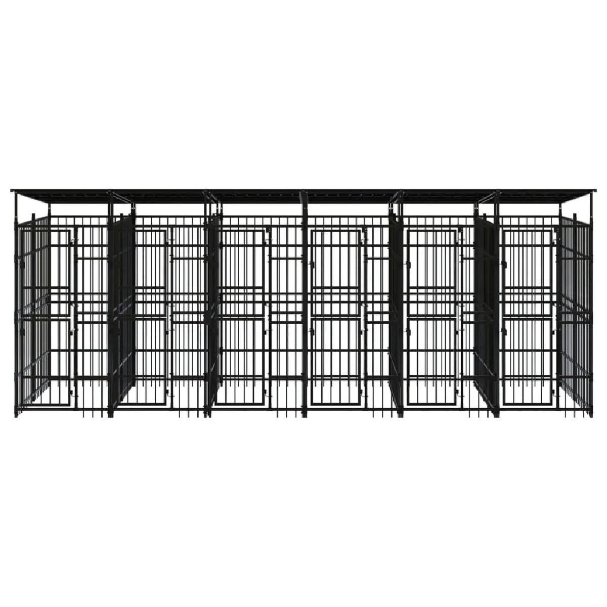 Comparer les prix de Chenil cage enclos pac animaux d'extérieur avec toit pour chiens acier 11,06 m² noir 02_0041733