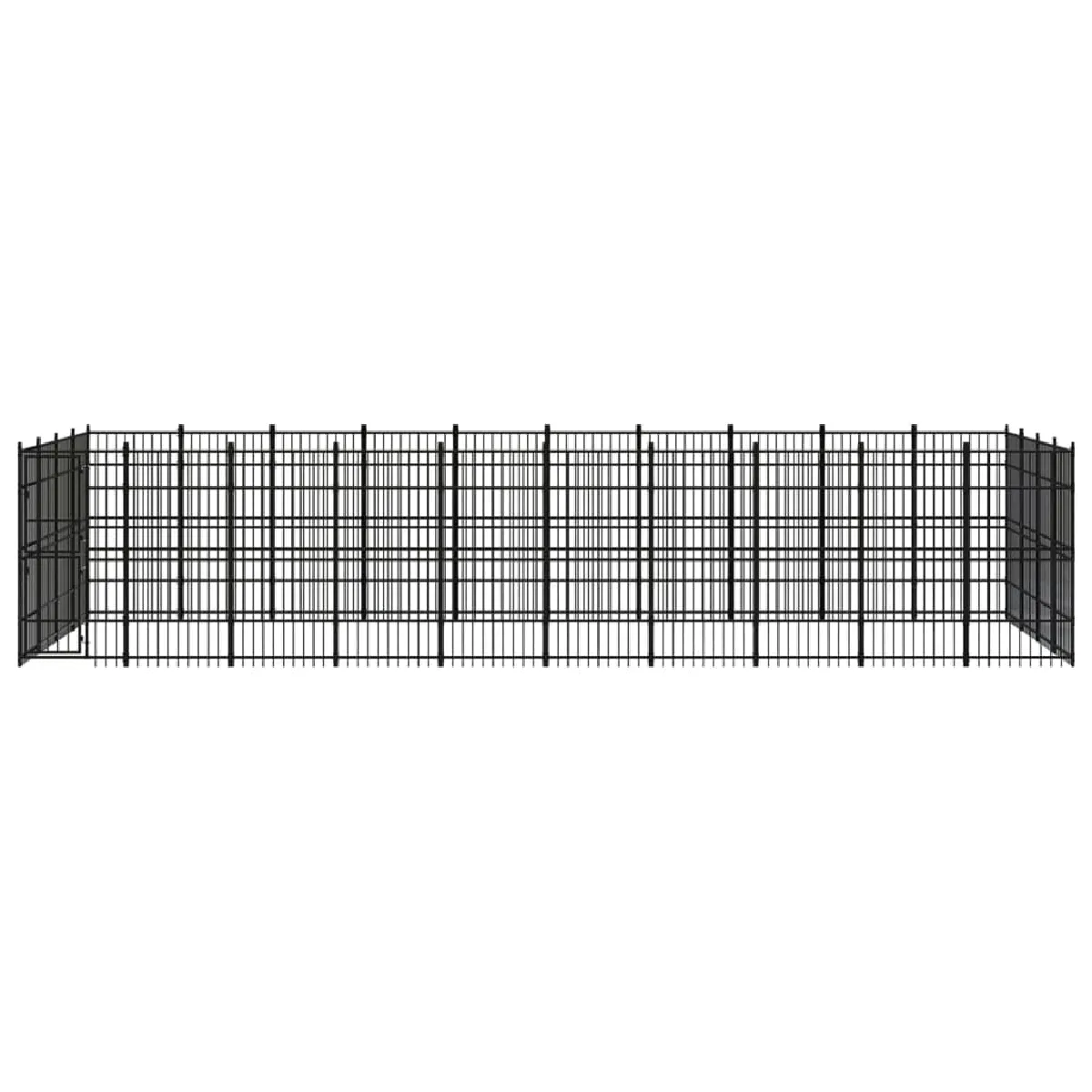 Chenil cage enclos pac animaux d'extérieur pour chiens acier 36,86 m² noir 02_0041841