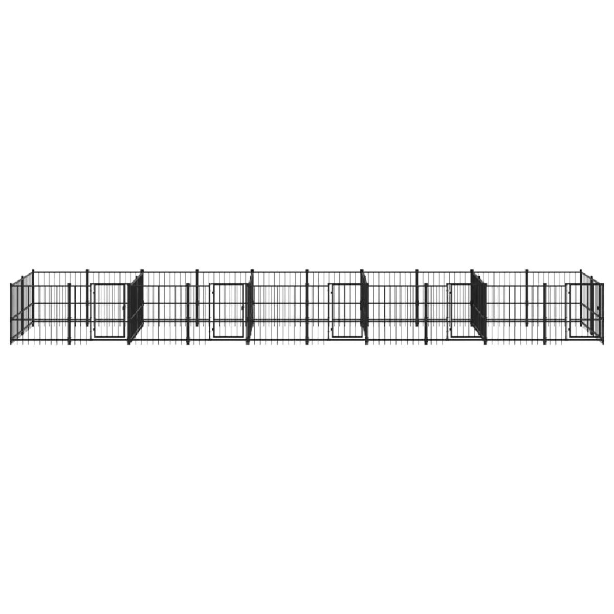 Meilleurs prix pour Chenil cage enclos pac animaux d'extérieur pour chiens acier 18,77 m² noir 02_0041810
