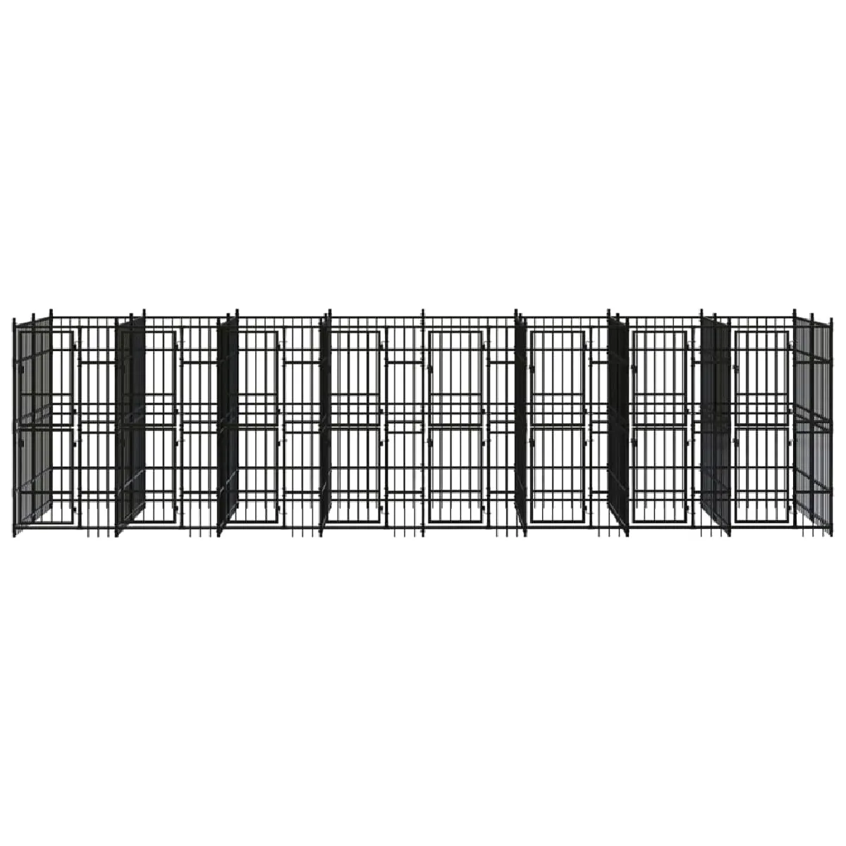Chenil cage enclos pac animaux d'extérieur pour chiens acier 14,75 m² noir 02_0041792