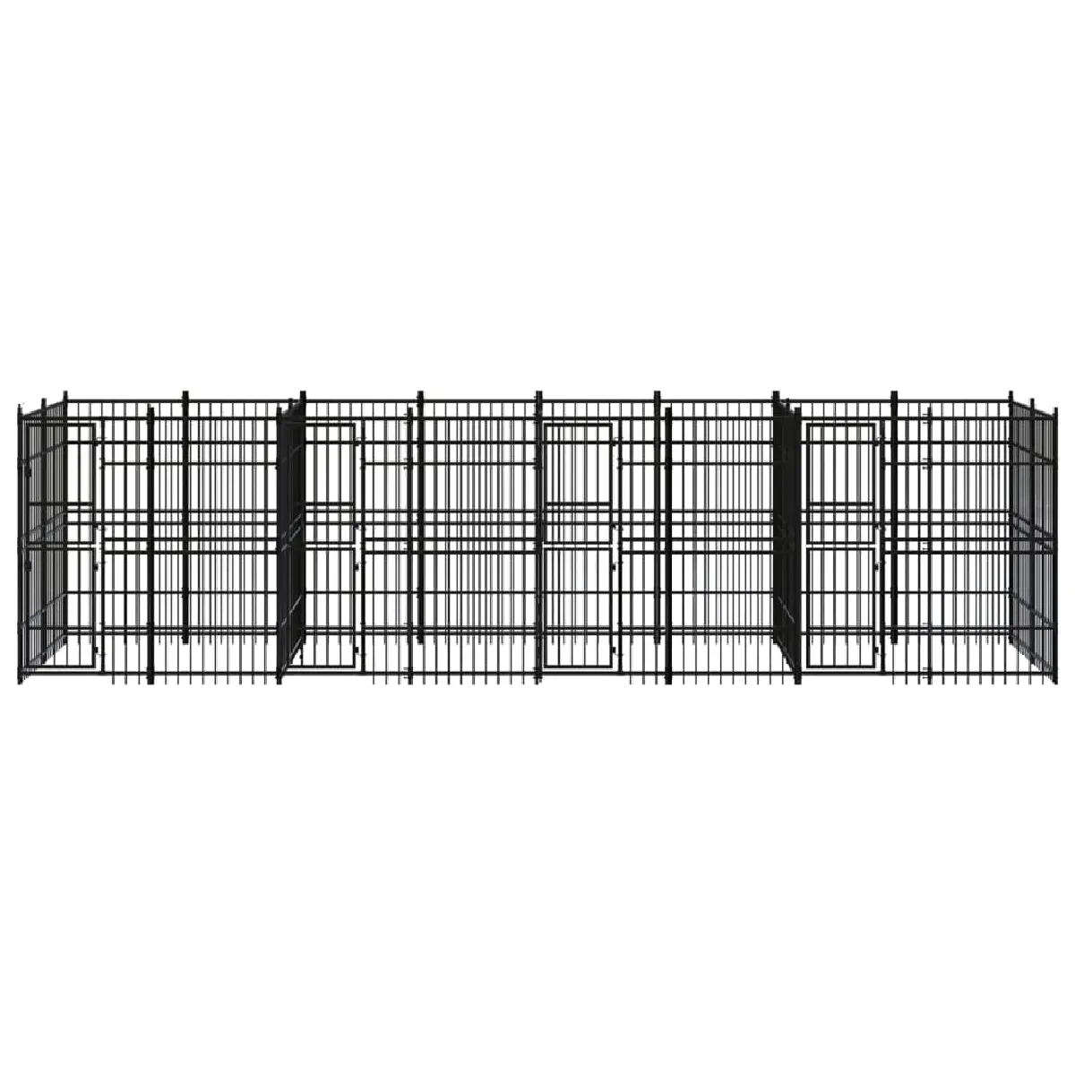Meilleurs prix pour Chenil cage enclos pac animaux d'extérieur pour chiens acier 14,75 m² noir 02_0041794