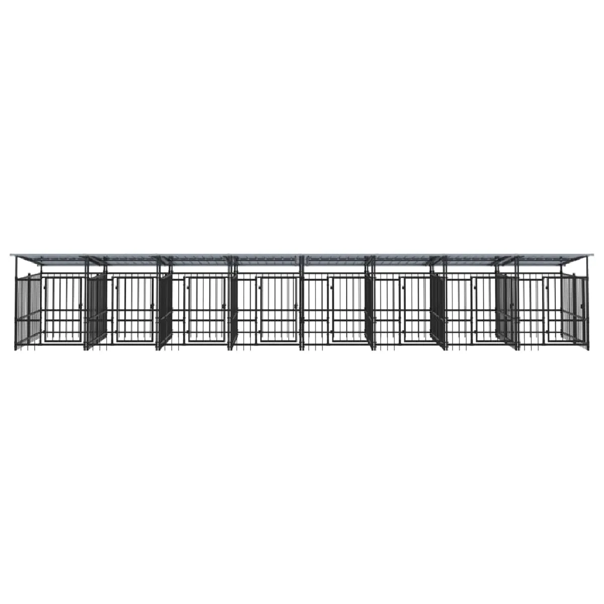 Comparer les prix de Chenil cage enclos pac animaux d'extérieur avec toit pour chiens acier 15,02 m² noir 02_0041746
