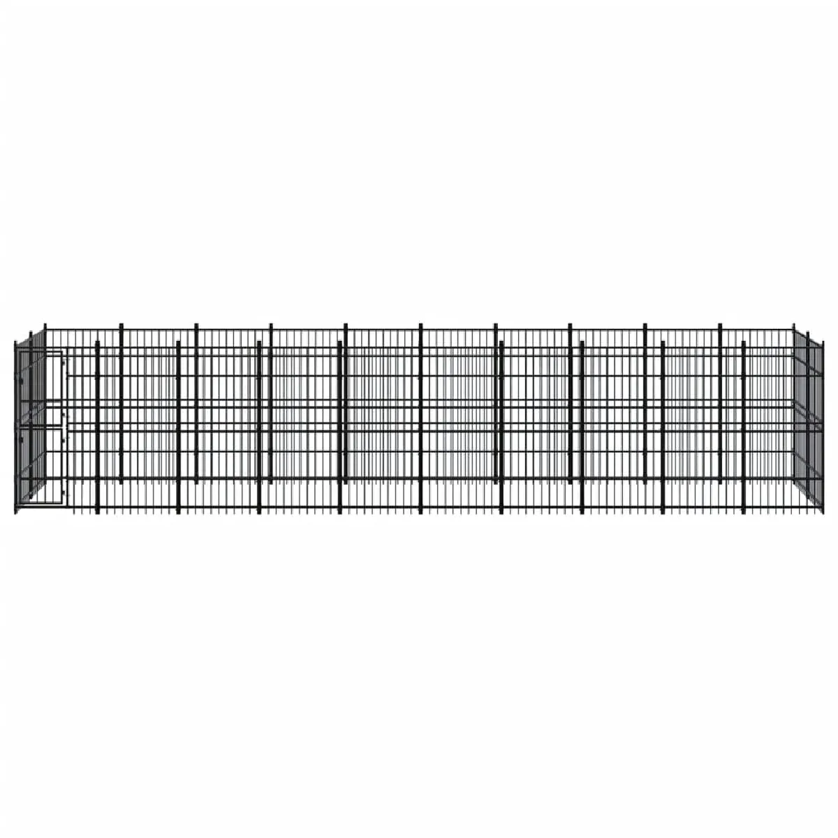 Meilleurs prix pour Chenil cage enclos pac animaux d'extérieur pour chiens acier 18,43 m² noir 02_0041807