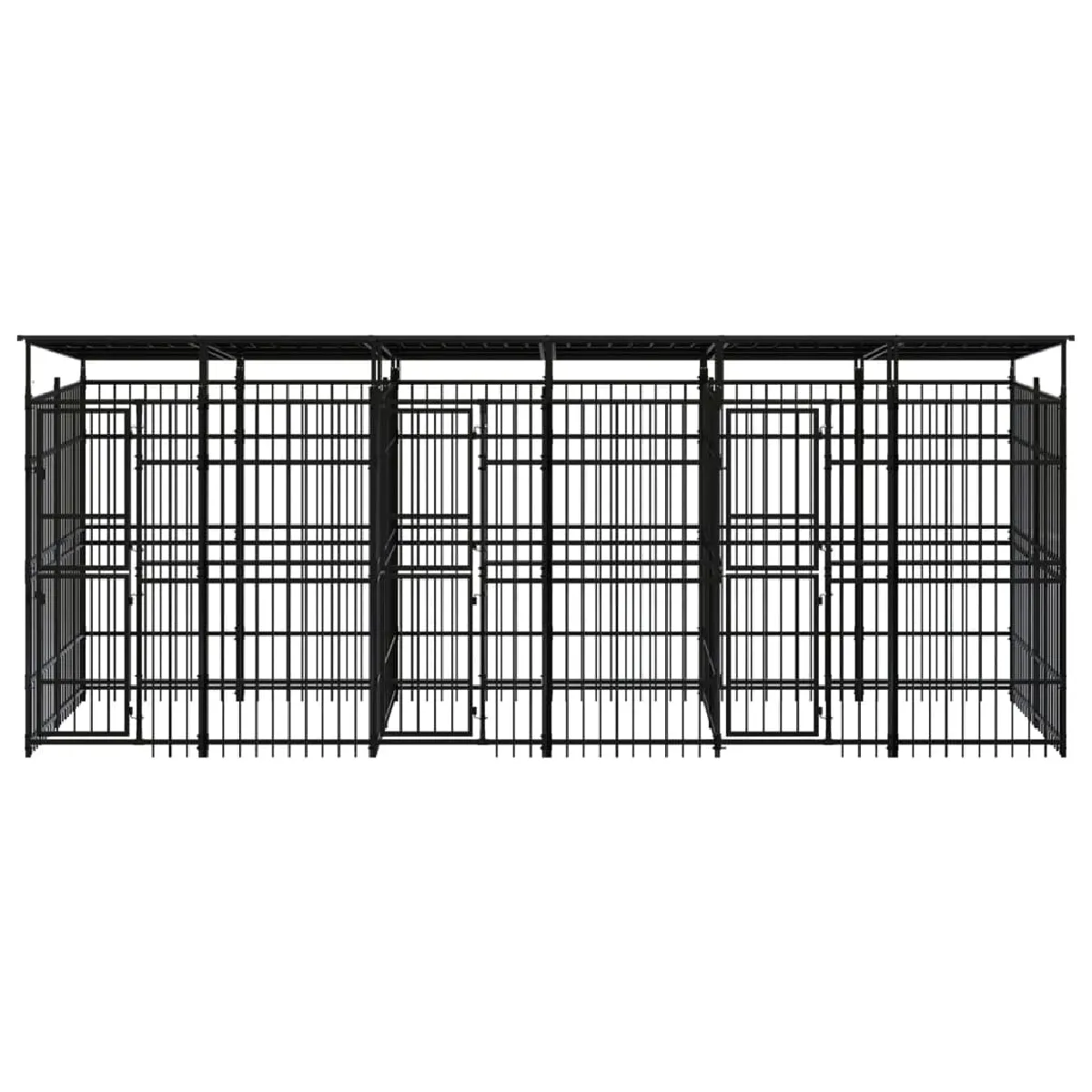 Comparer les prix de Chenil cage enclos pac animaux d'extérieur avec toit pour chiens acier 11,06 m² noir 02_0041732