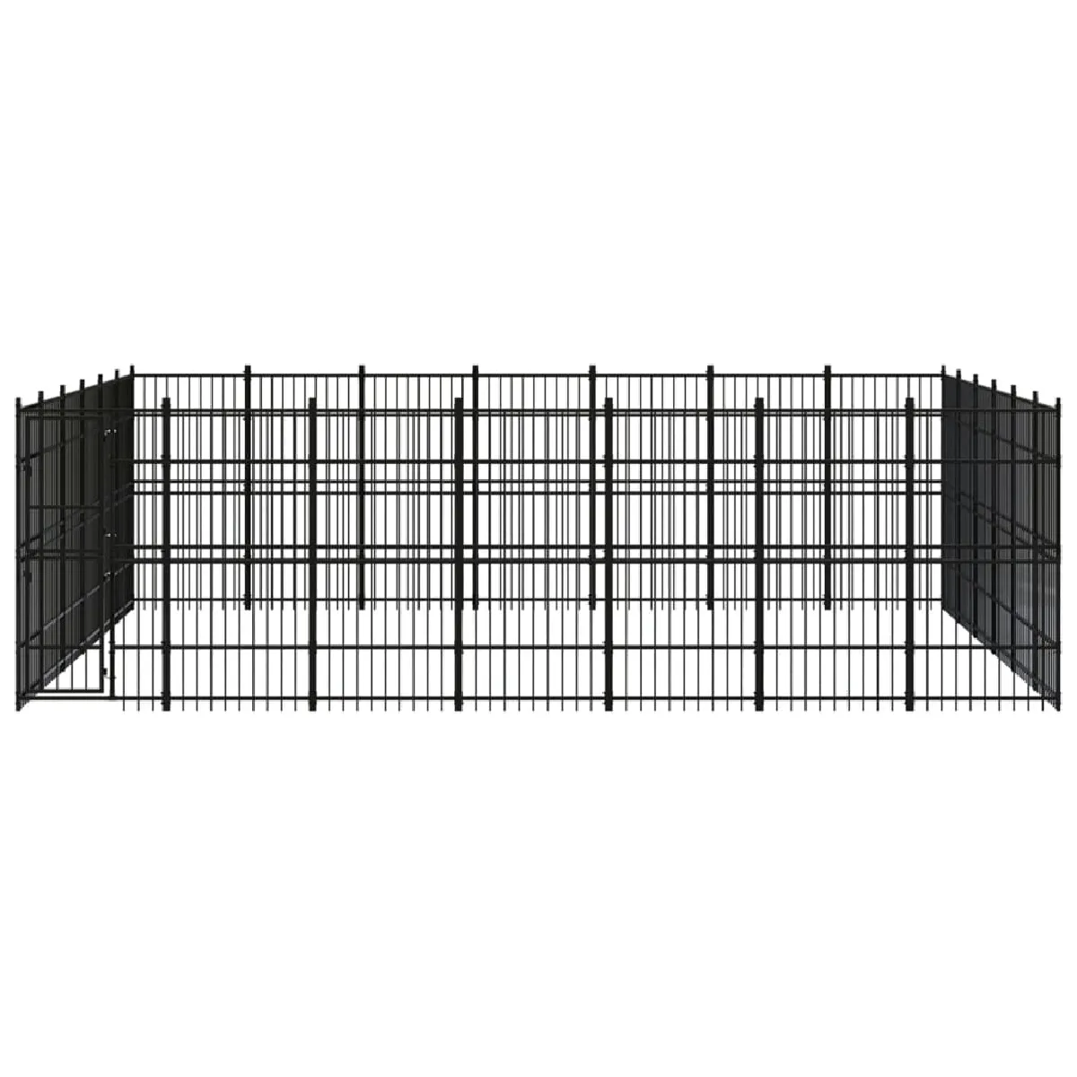 Chenil cage enclos pac animaux d'extérieur pour chiens acier 38,71 m² noir 02_0041845