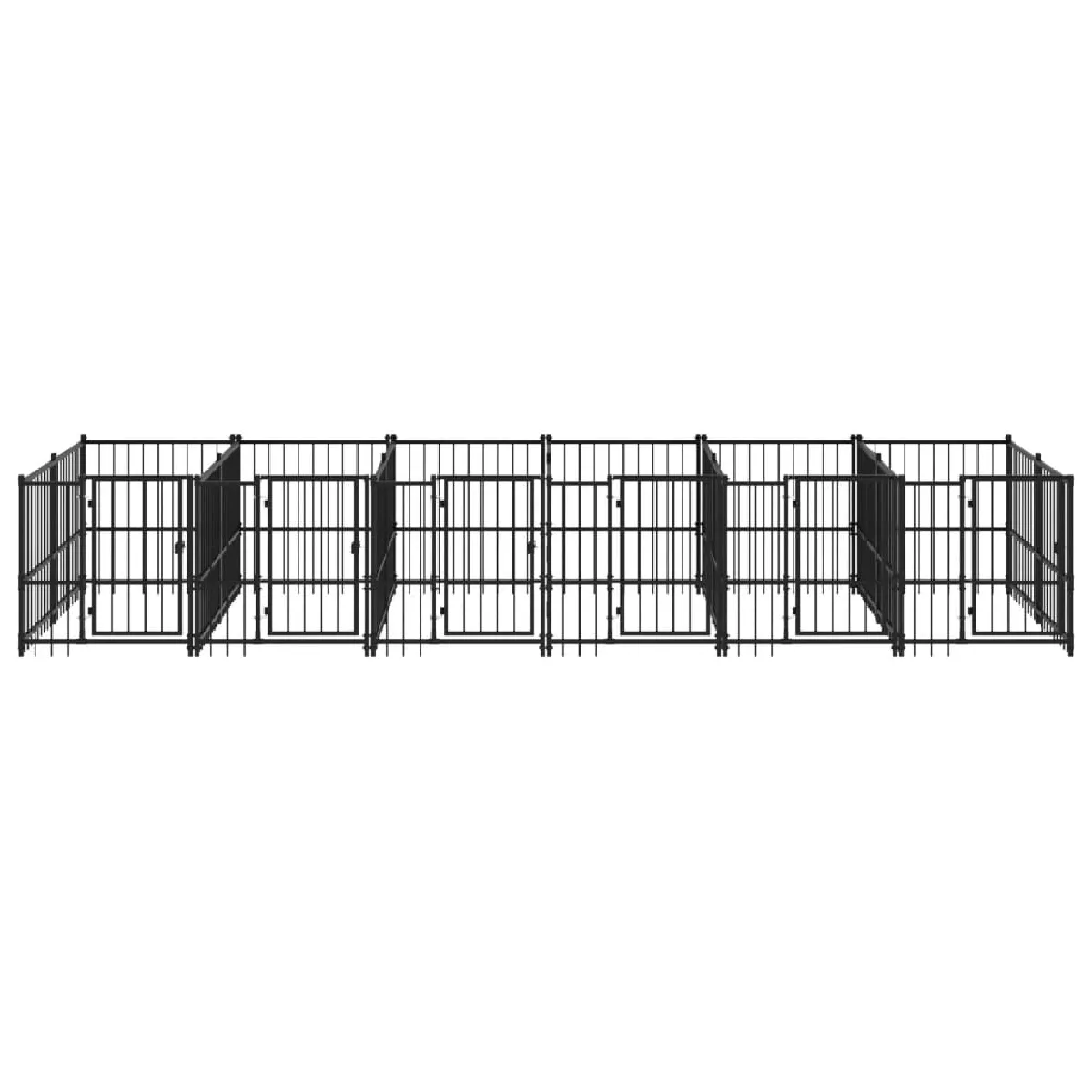 Meilleurs prix pour Chenil cage enclos pac animaux d'extérieur pour chiens acier 11,26 m² noir 02_0041782