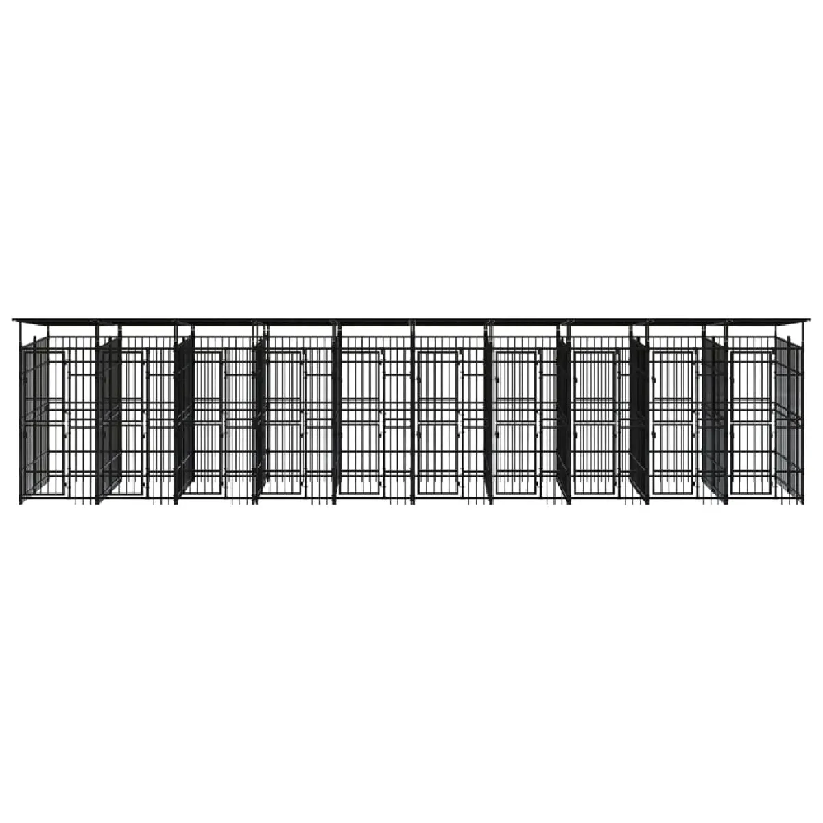 Comparer les prix de Chenil cage enclos pac animaux d'extérieur avec toit pour chiens acier 18,43 m² noir 02_0041751