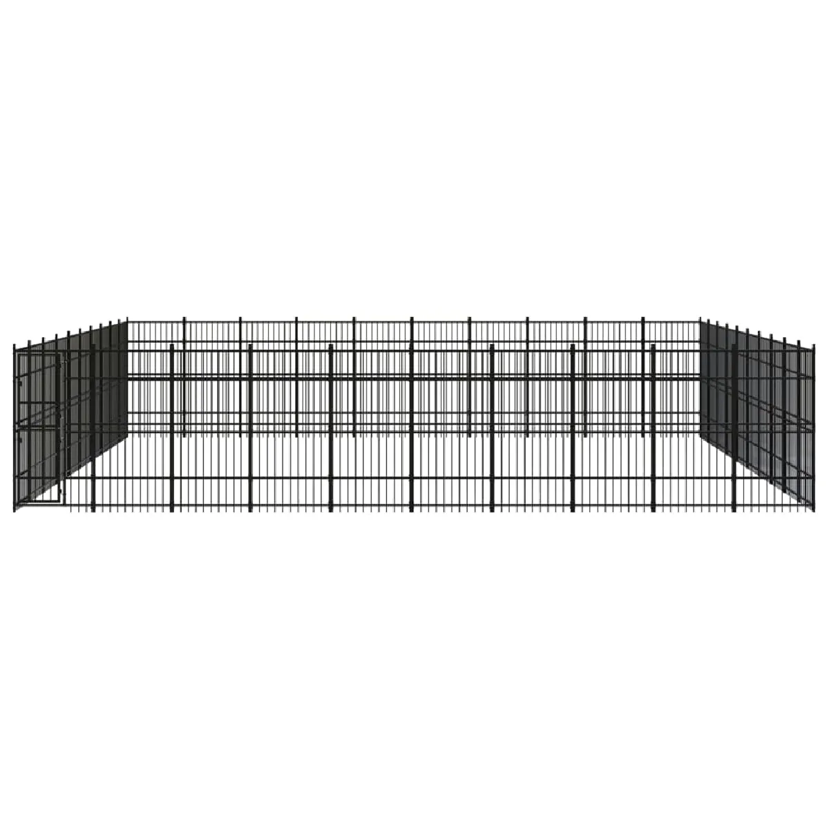 Meilleurs prix pour Chenil cage enclos pac animaux d'extérieur pour chiens acier 92,16 m² noir 02_0041891