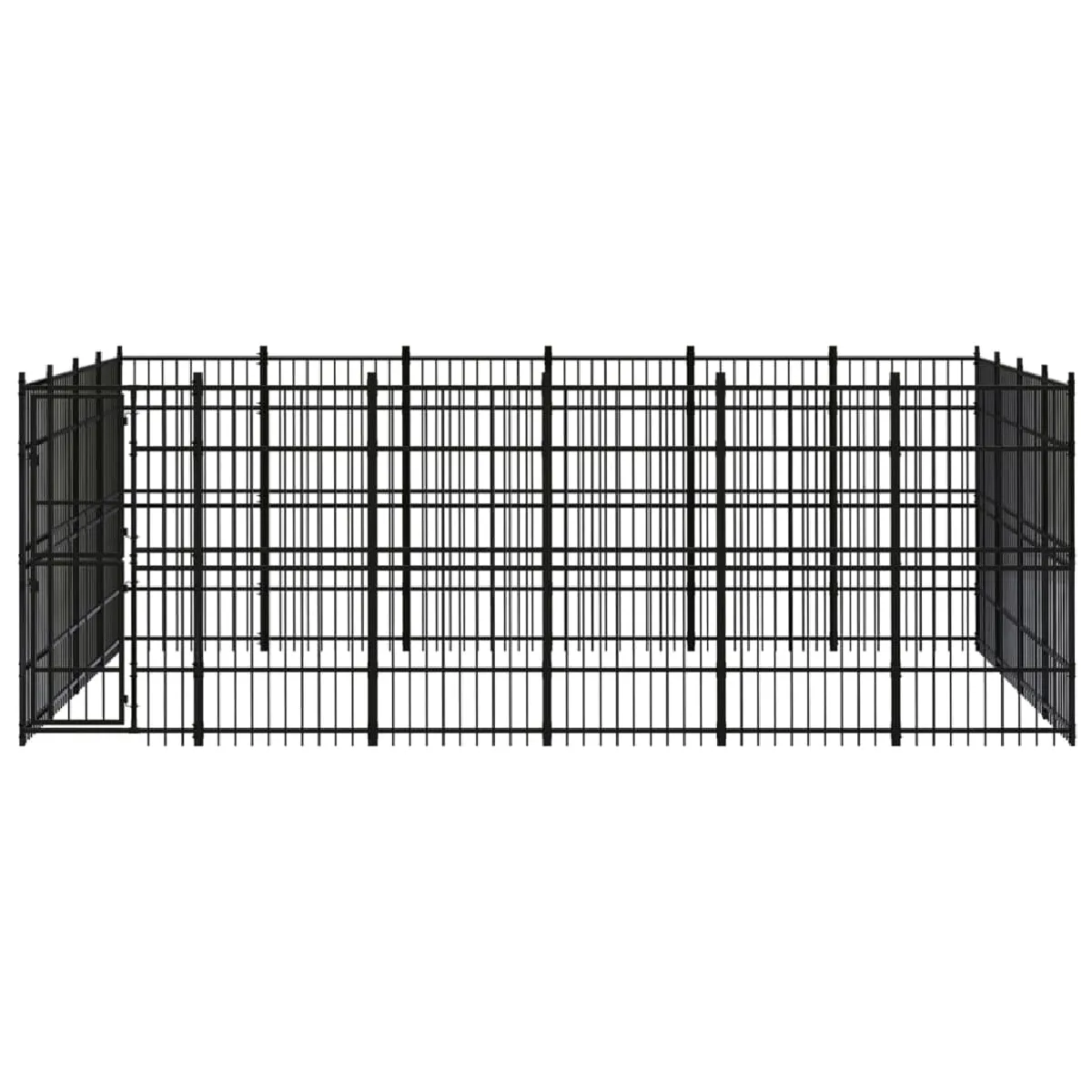Meilleurs prix pour Chenil cage enclos pac animaux d'extérieur pour chiens acier 22,12 m² noir 02_0041816