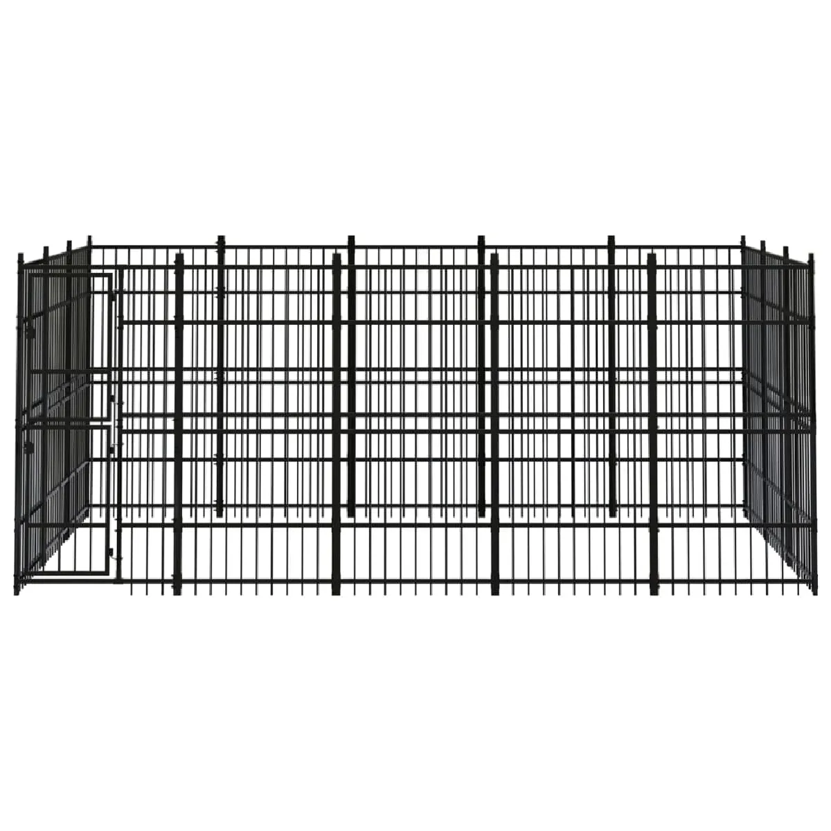 Meilleurs prix pour Chenil cage enclos pac animaux d'extérieur pour chiens acier 13,82 m² noir 02_0041789