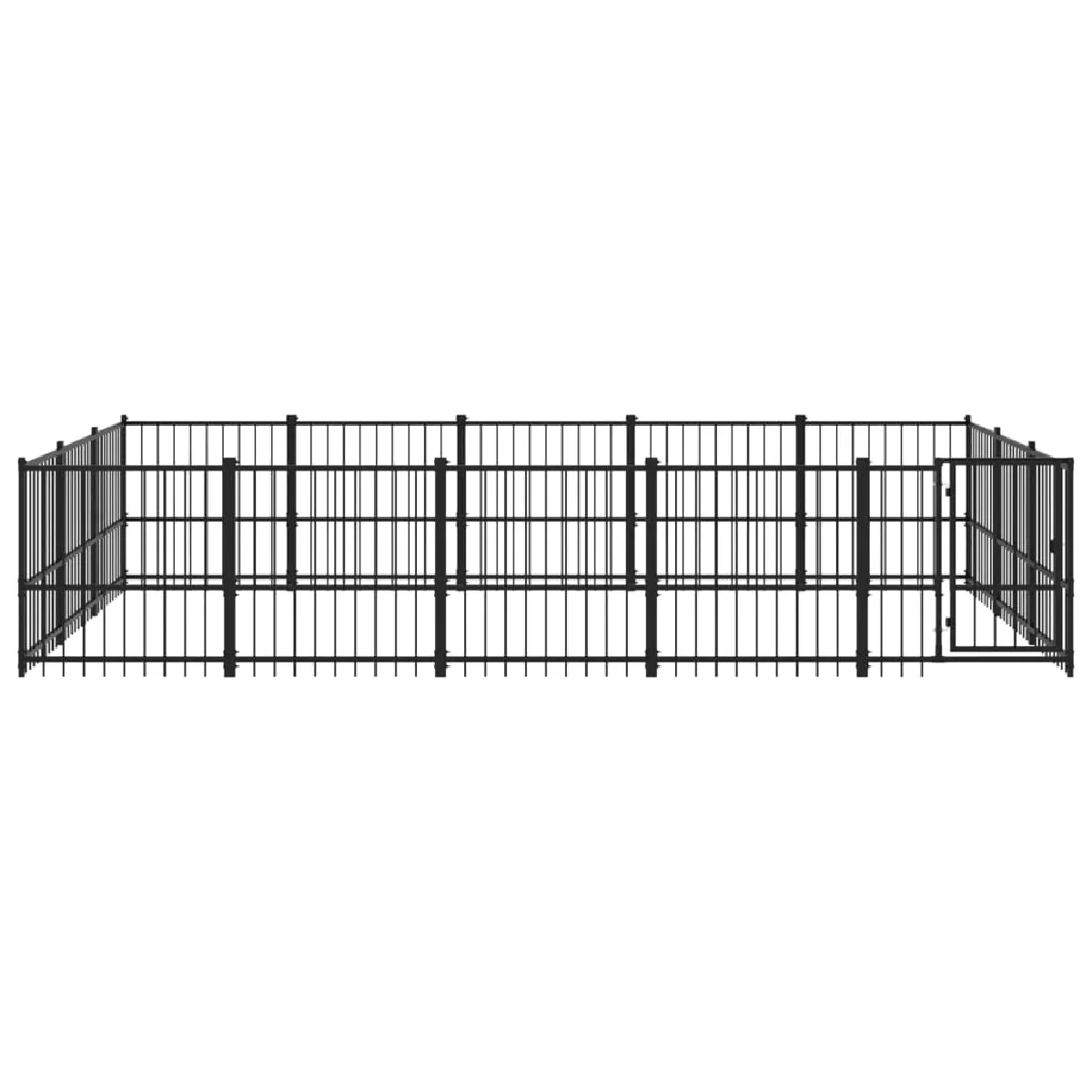Meilleurs prix pour Chenil cage enclos pac animaux d'extérieur pour chiens acier 14,11 m² noir 02_0041790