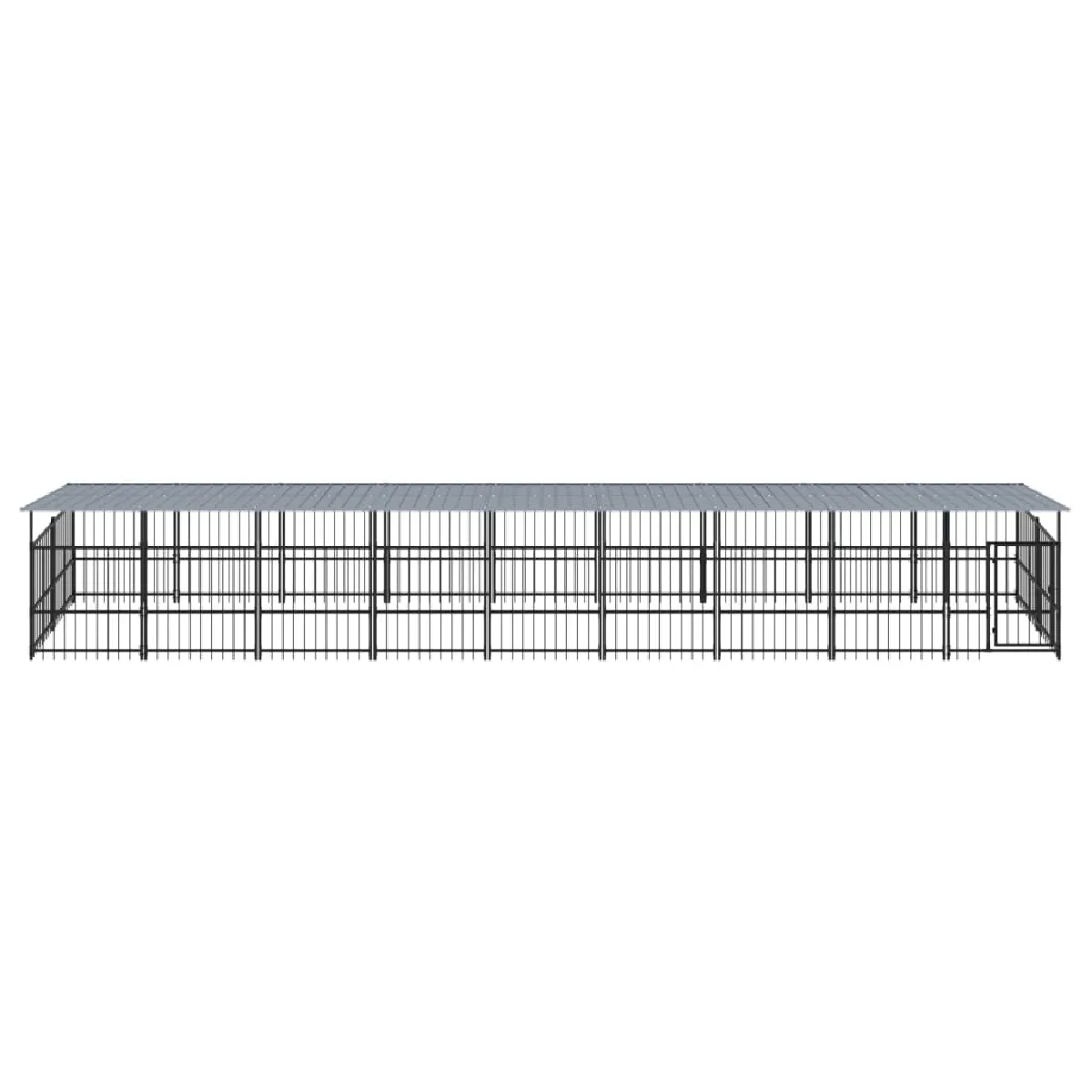 Meilleurs prix pour Chenil cage enclos pac animaux d'extérieur avec toit pour chiens acier 16,89 m² noir 02_0041750