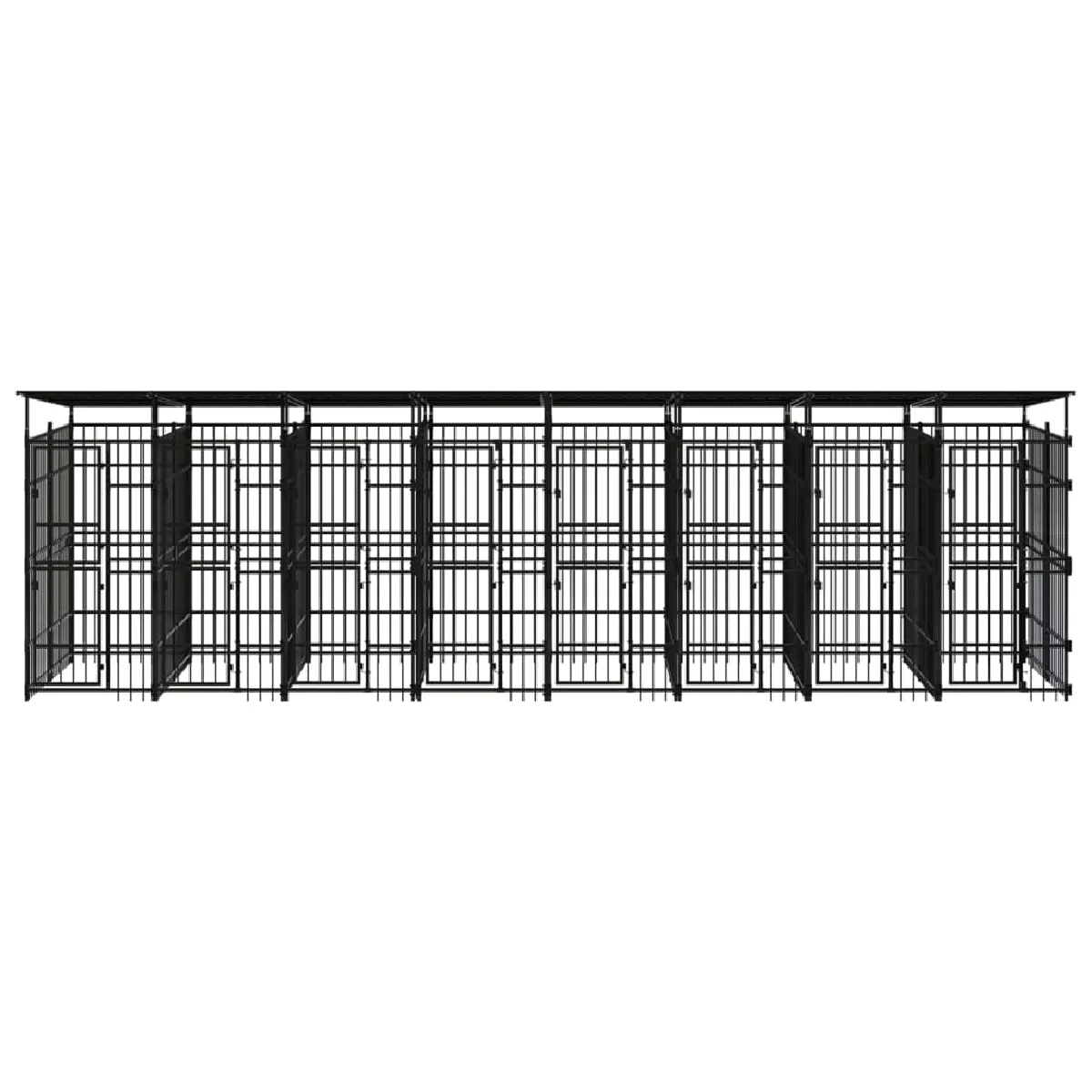 Meilleurs prix pour Chenil cage enclos pac animaux d'extérieur avec toit pour chiens acier 14,75 m² noir 02_0041741
