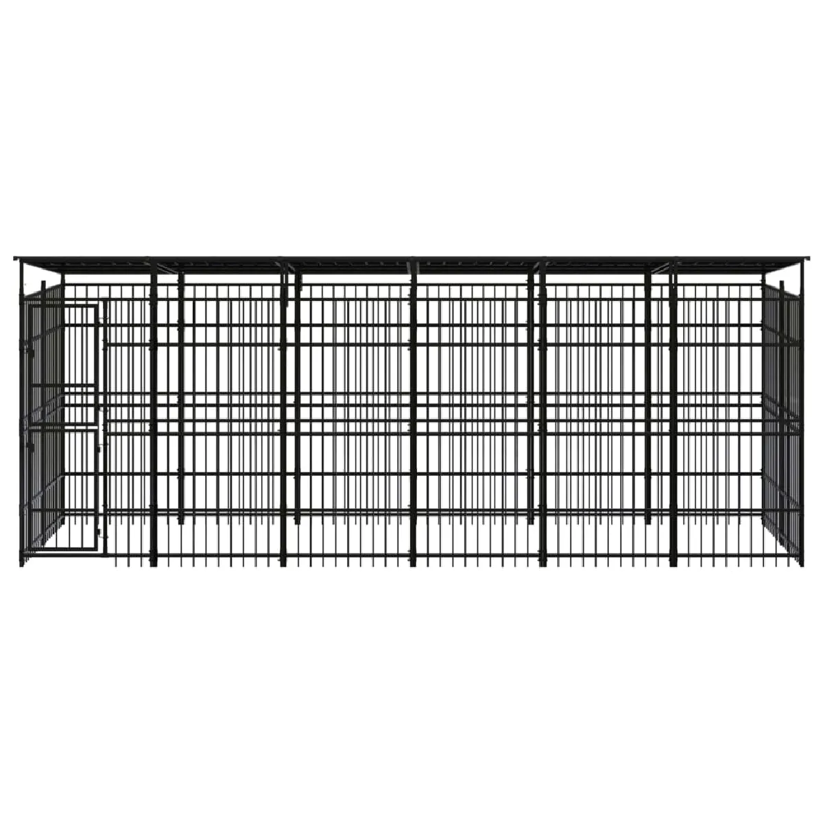 Meilleurs prix pour Chenil cage enclos pac animaux d'extérieur avec toit pour chiens acier 11,06 m² noir 02_0041731