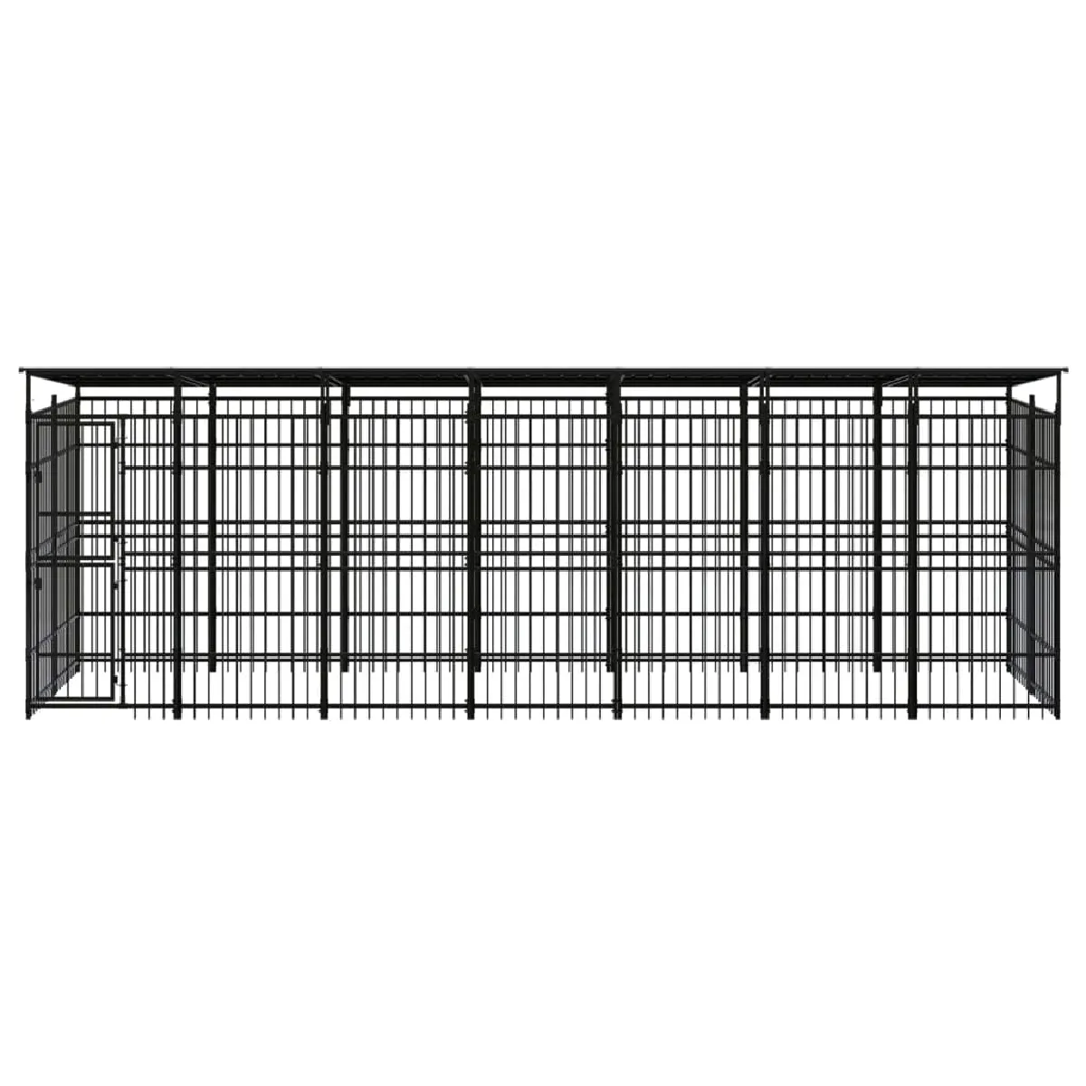 Comparer les prix de Chenil cage enclos pac animaux d'extérieur avec toit pour chiens acier 12,9 m² noir 02_0041737