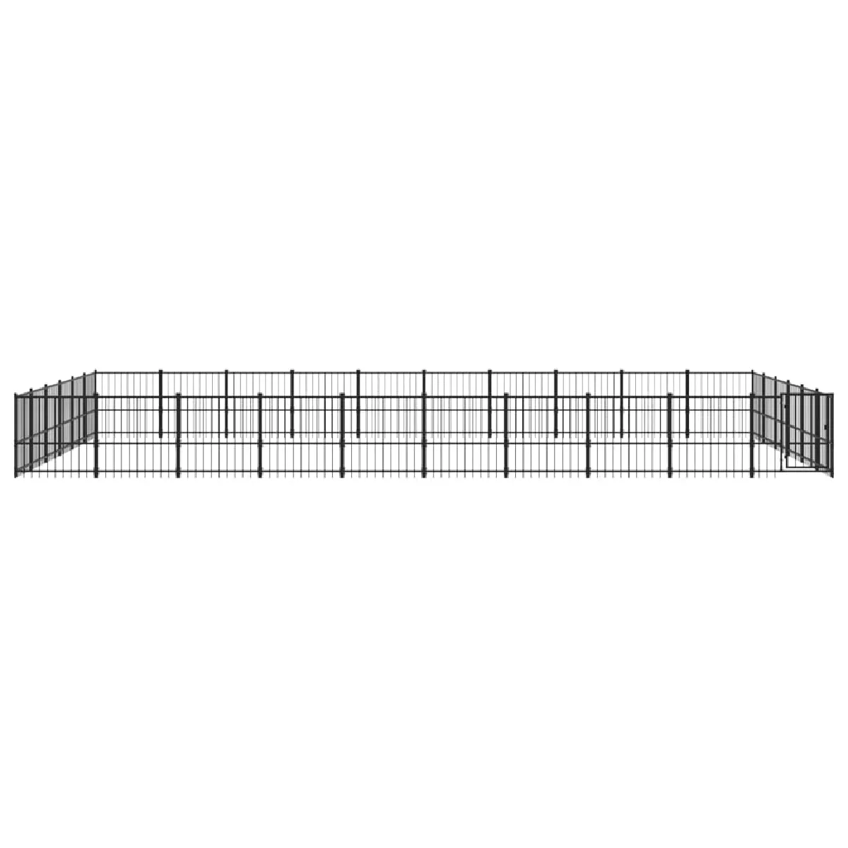 Meilleurs prix pour Chenil cage enclos pac animaux d'extérieur pour chiens acier 56,45 m² noir 02_0041864