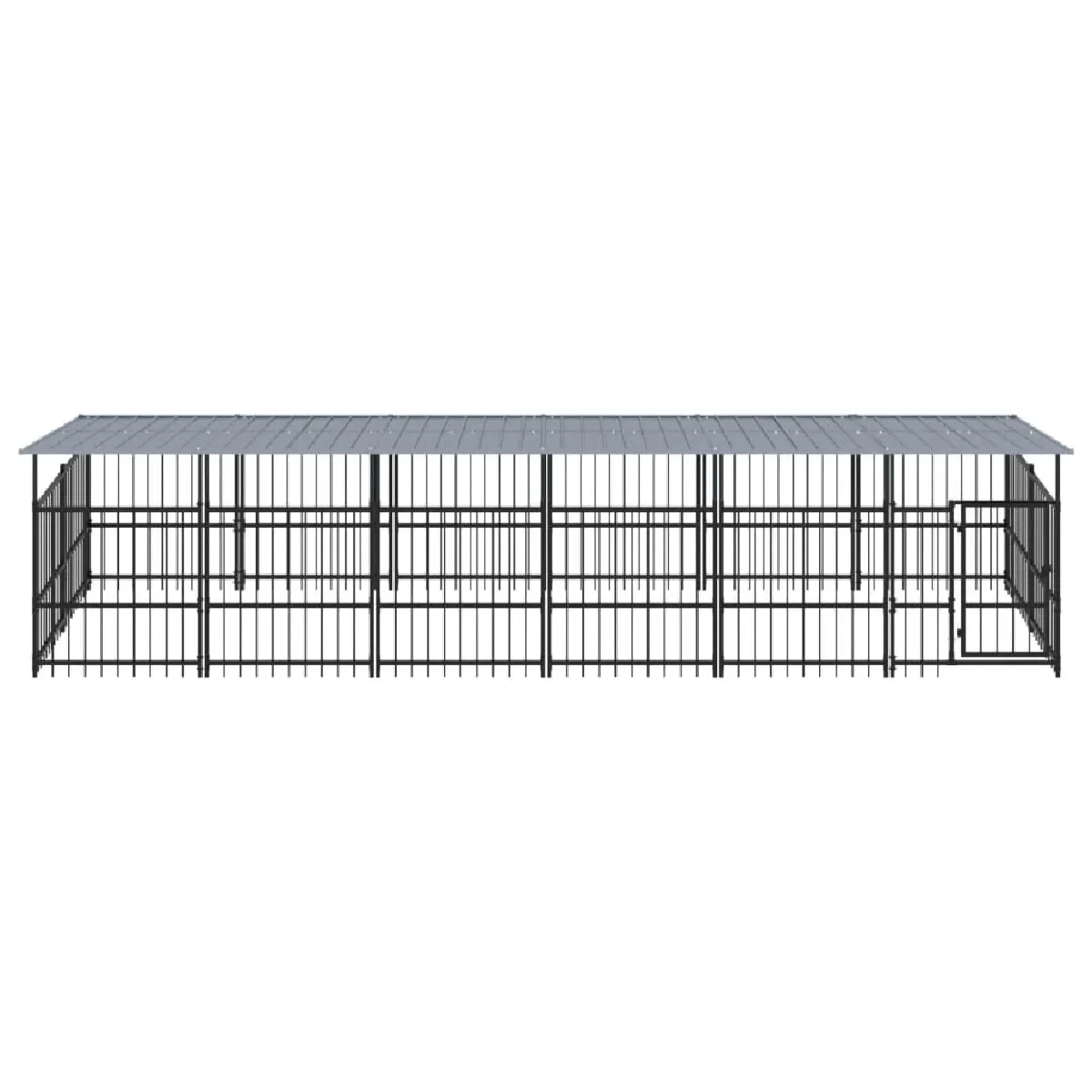 Comparer les prix de Chenil cage enclos pac animaux d'extérieur avec toit pour chiens acier 11,26 m² noir 02_0041734