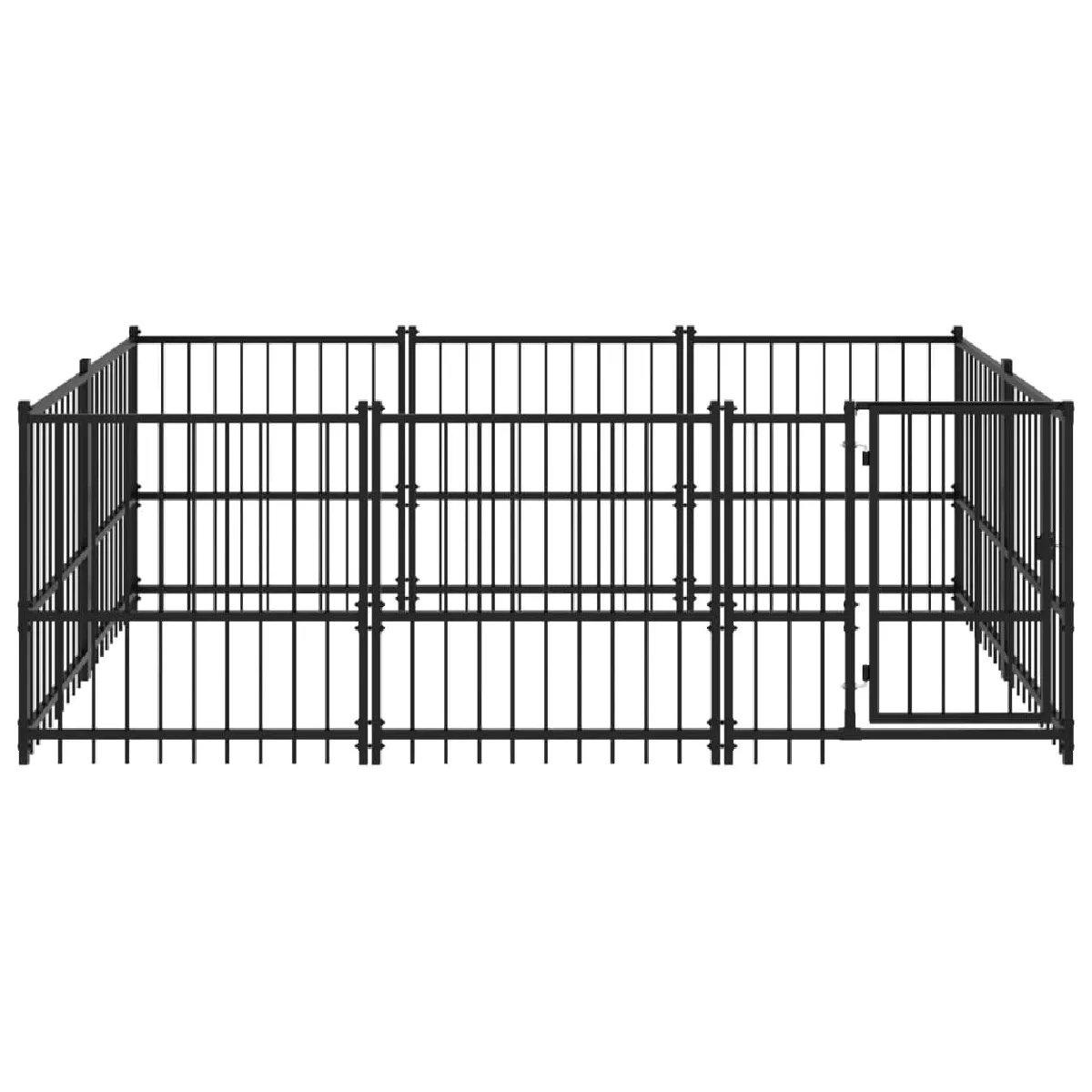 Meilleurs prix pour Chenil cage enclos pac animaux d'extérieur pour chiens acier 5,63 m² noir 02_0041859