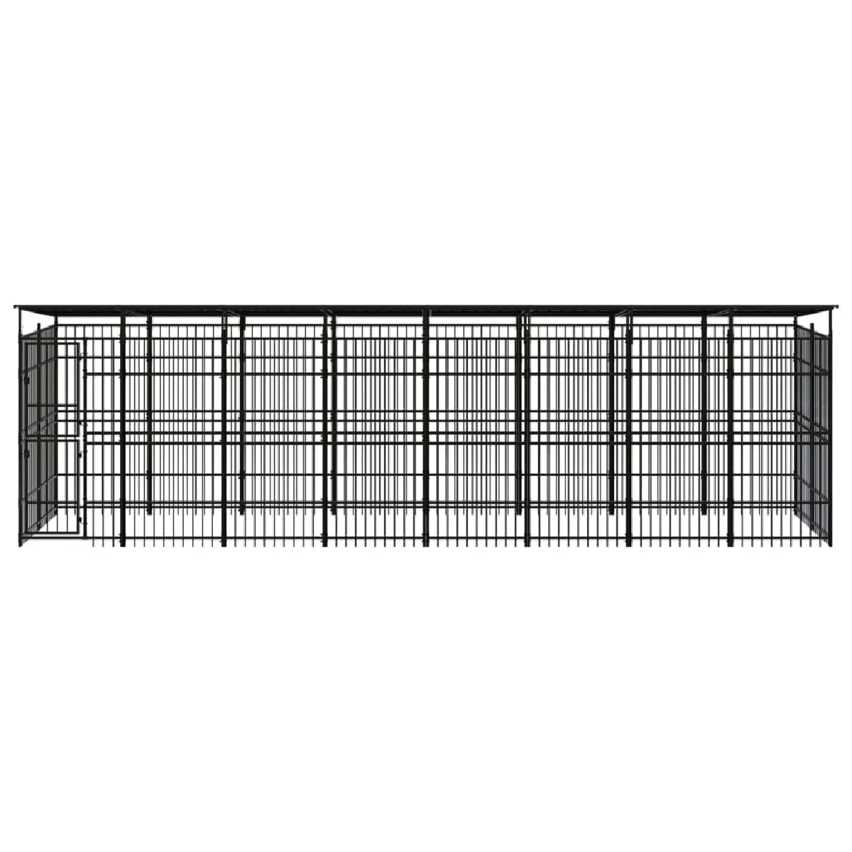 Meilleurs prix pour Chenil cage enclos pac animaux d'extérieur avec toit pour chiens acier 14,75 m² noir 02_0041743