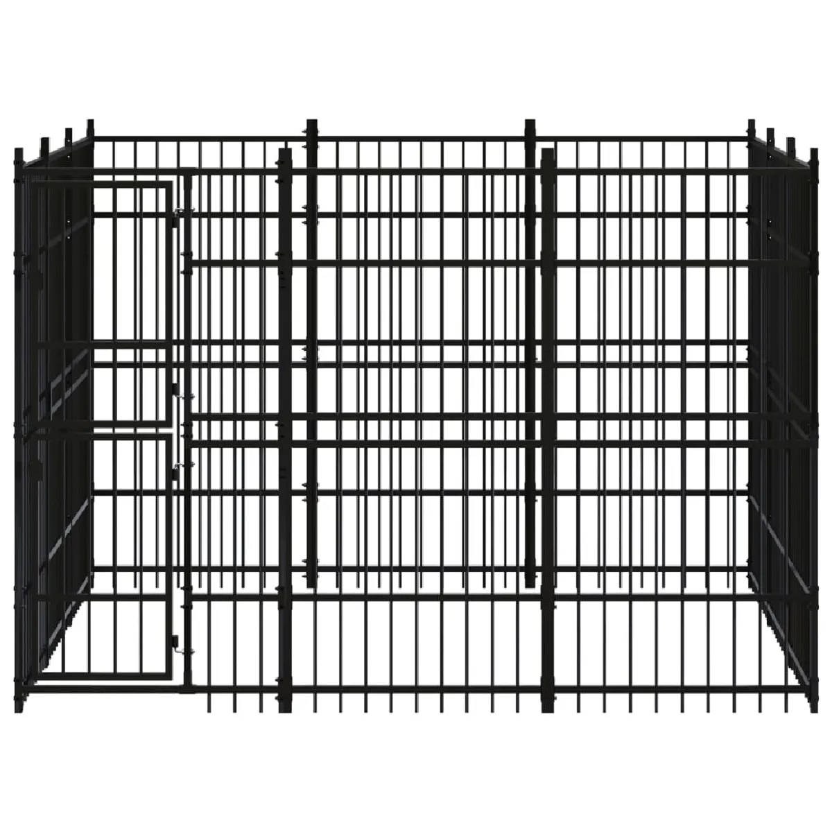 Meilleurs prix pour Chenil cage enclos pac animaux d'extérieur pour chiens acier 8,29 m² noir 02_0041883