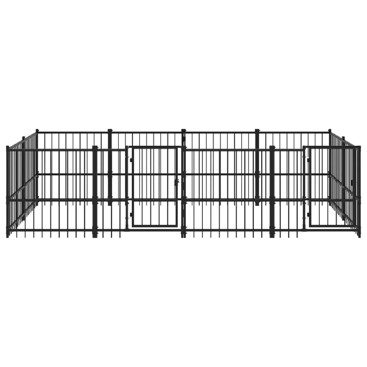 Meilleurs prix pour Chenil cage enclos pac animaux d'extérieur pour chiens acier 7,51 m² noir 02_0041876