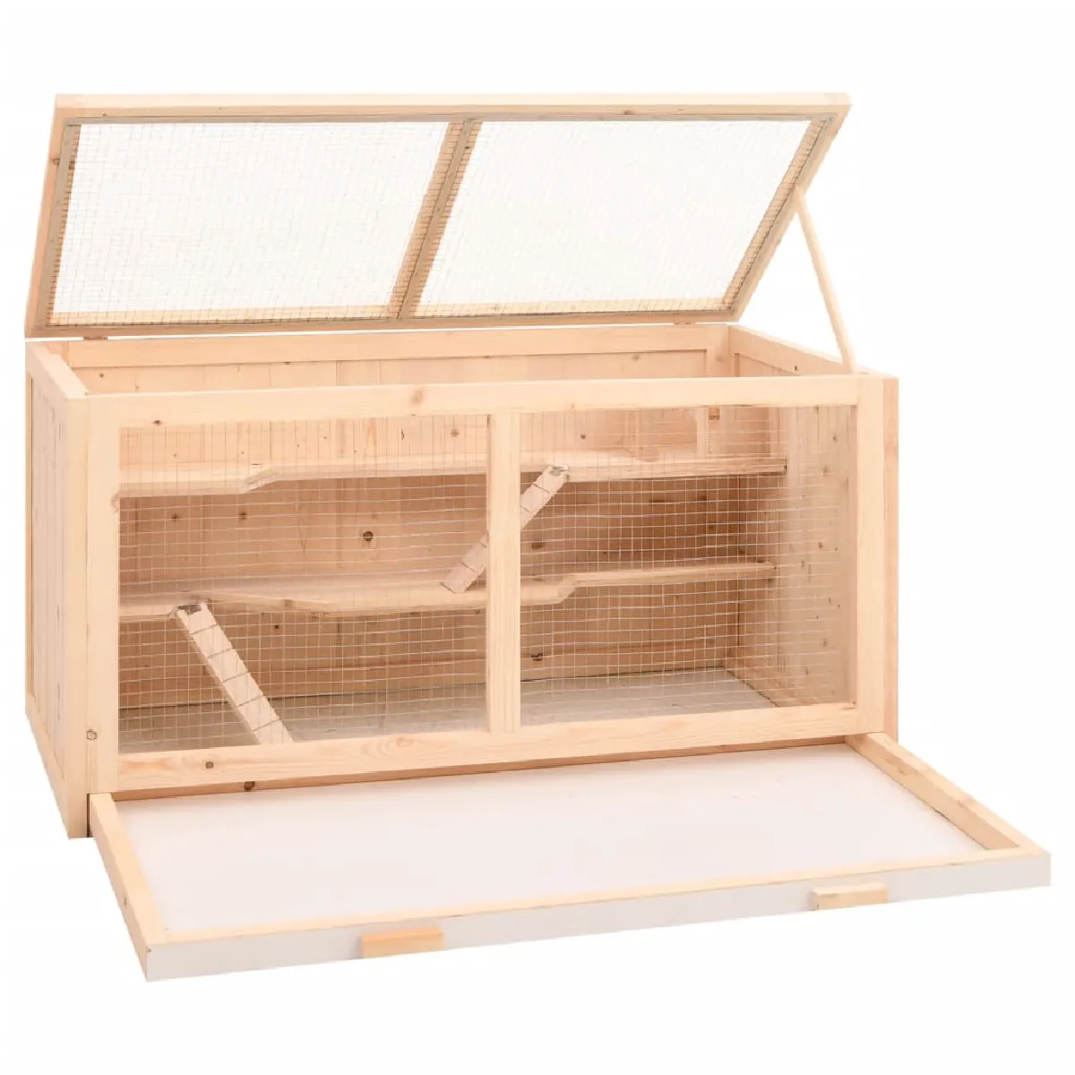 Comparer les prix de Cage à hamster 89,5 x 45 x 45 cm bois massif de sapin marron 02_0041683