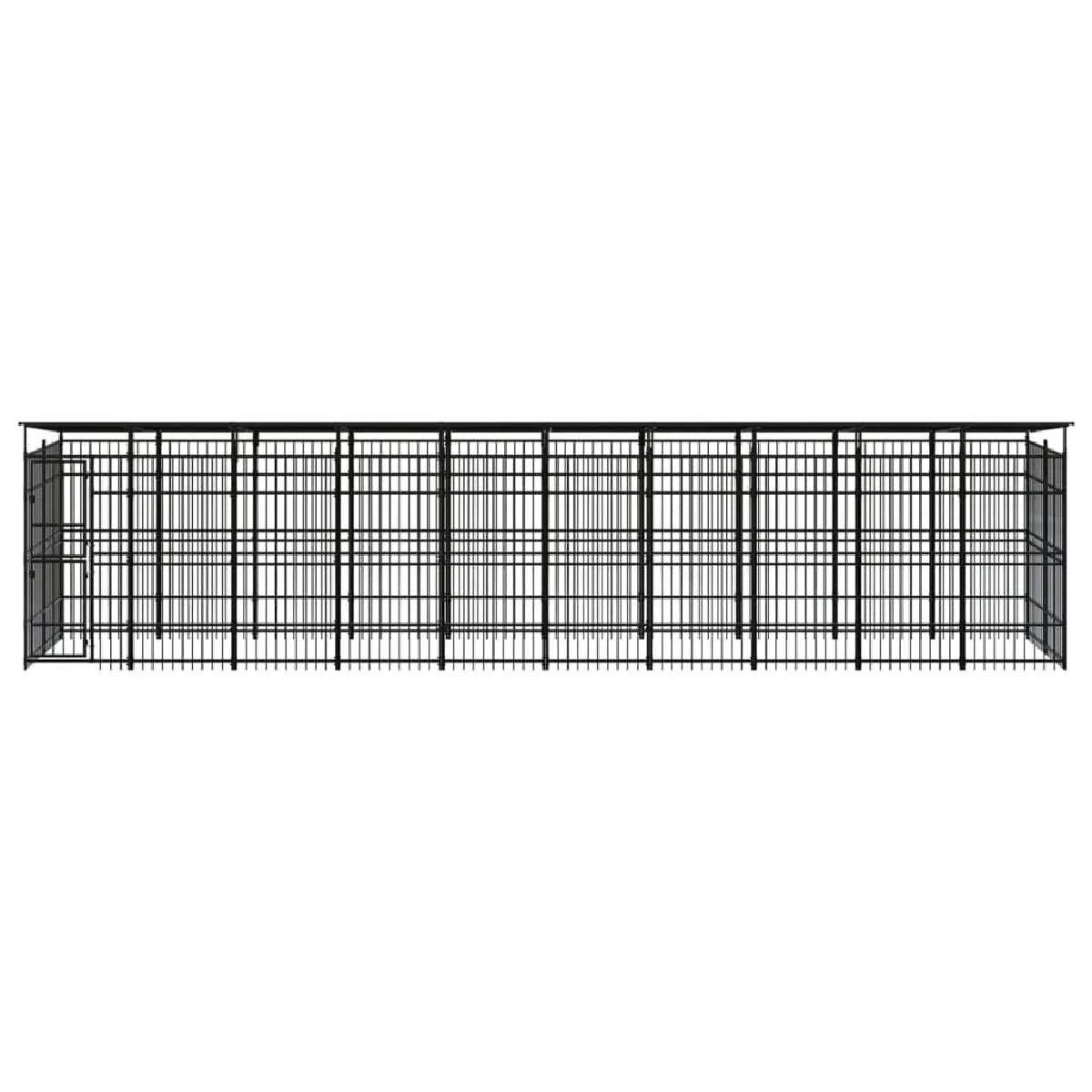 Meilleurs prix pour Chenil cage enclos pac animaux d'extérieur avec toit pour chiens acier 18,43 m² noir 02_0041753