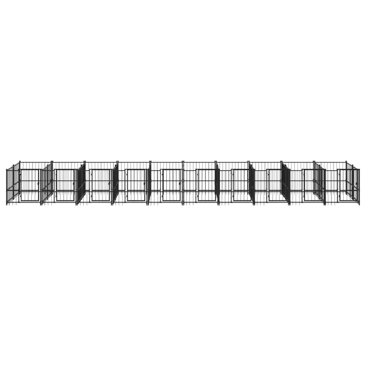 Meilleurs prix pour Chenil cage enclos pac animaux d'extérieur pour chiens acier 18,77 m² noir 02_0041811