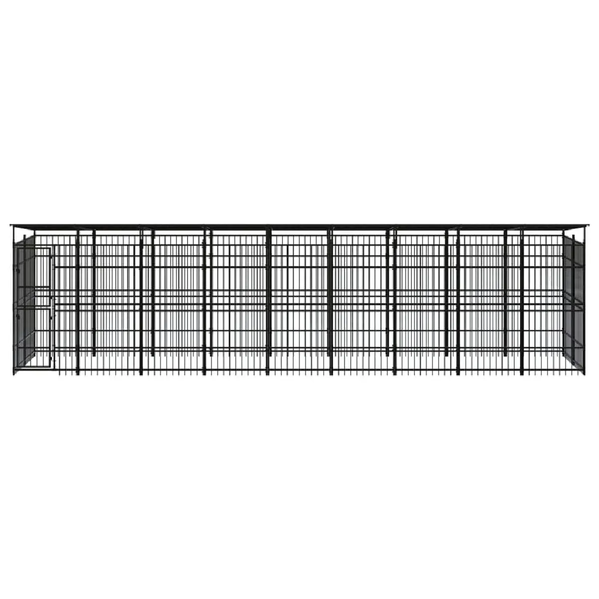 Meilleurs prix pour Chenil cage enclos pac animaux d'extérieur avec toit pour chiens acier 16,59 m² noir 02_0041748
