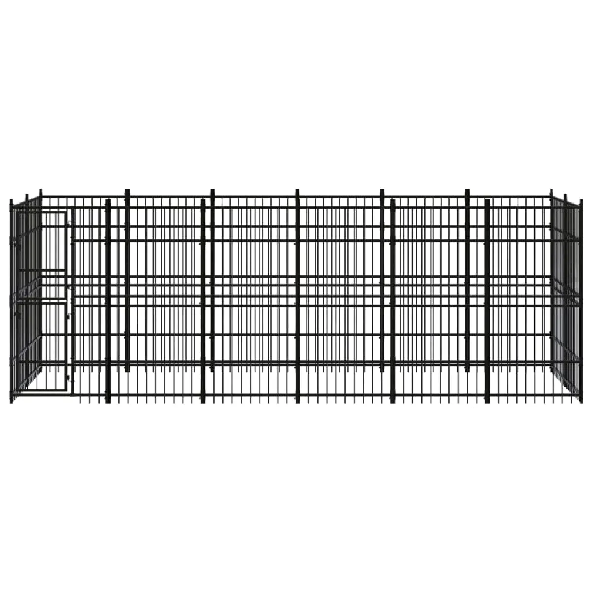 Meilleurs prix pour Chenil cage enclos pac animaux d'extérieur pour chiens acier 11,06 m² noir 02_0041777