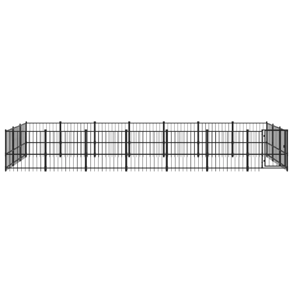 Meilleurs prix pour Chenil cage enclos pac animaux d'extérieur pour chiens acier 19,76 m² noir 02_0041814