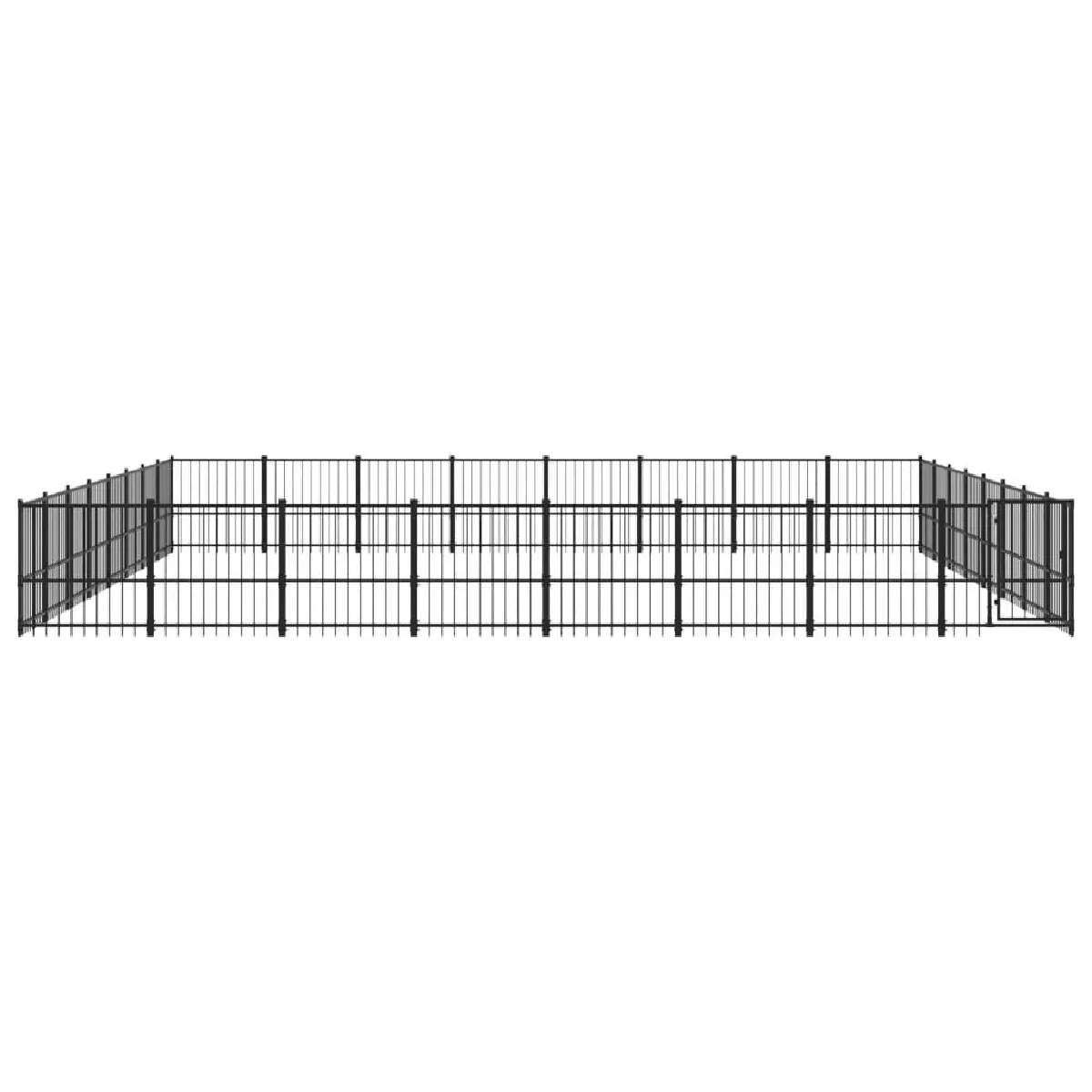 Meilleurs prix pour Chenil cage enclos pac animaux d'extérieur pour chiens acier 60,22 m² noir 02_0041868