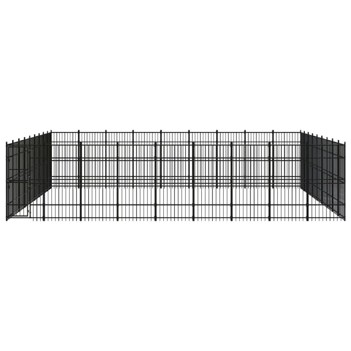 Meilleurs prix pour Chenil cage enclos pac animaux d'extérieur pour chiens acier 74,65 m² noir 02_0041880