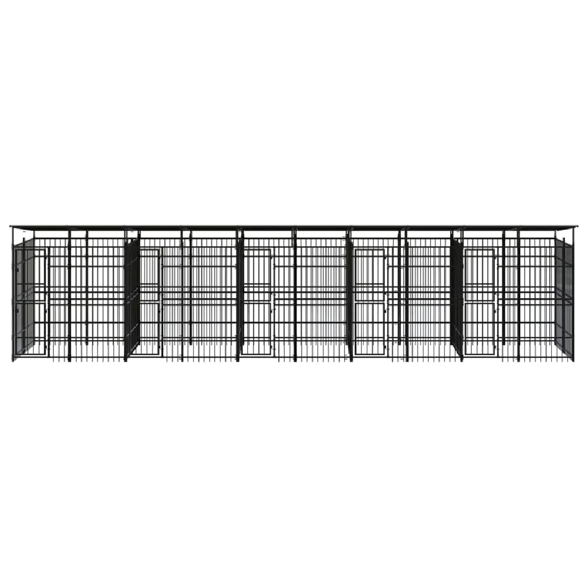 Meilleurs prix pour Chenil cage enclos pac animaux d'extérieur avec toit pour chiens acier 18,43 m² noir 02_0041752
