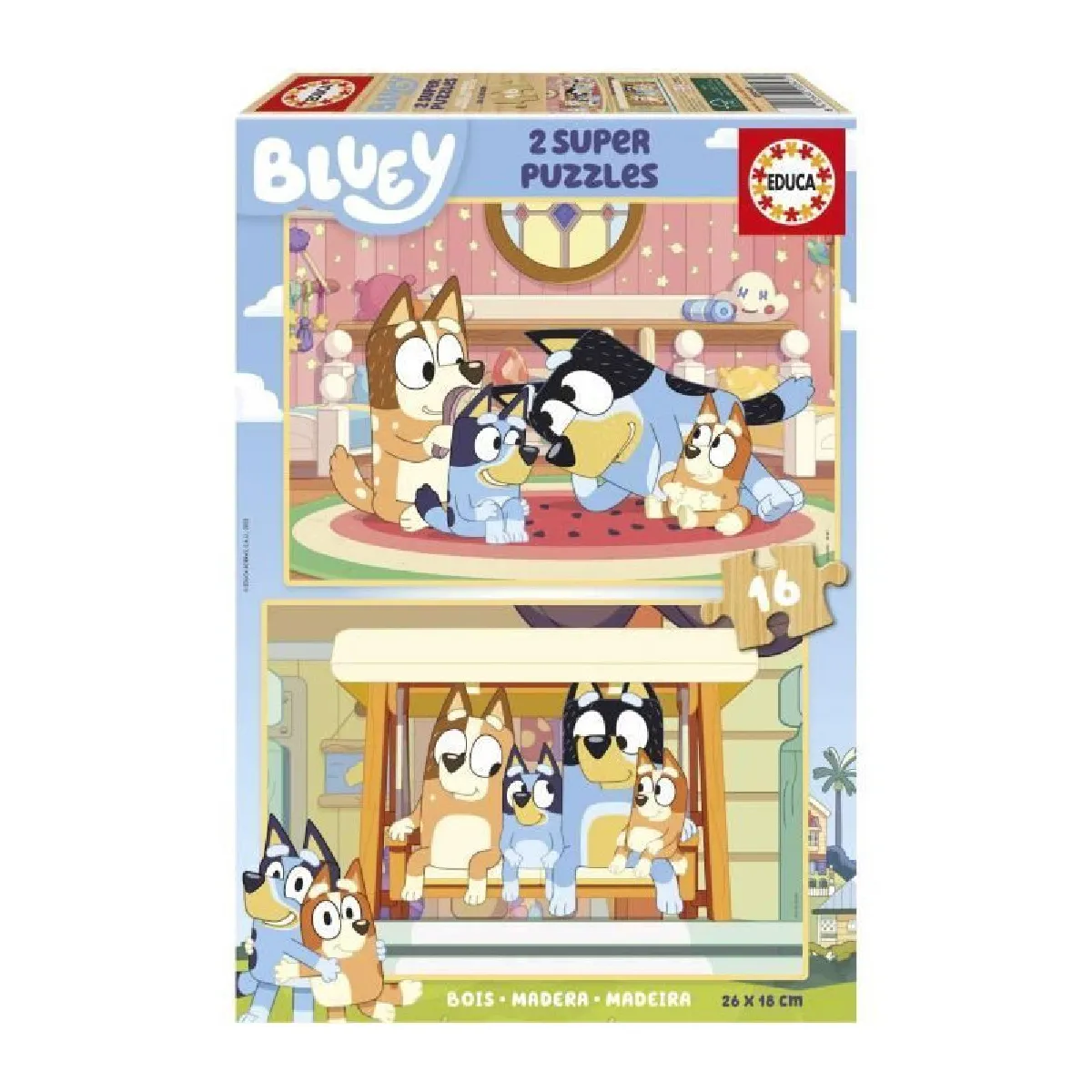 Educa Borras Educa Puzzles En Bois Bluey, Lot De 2 X 16 Pièces