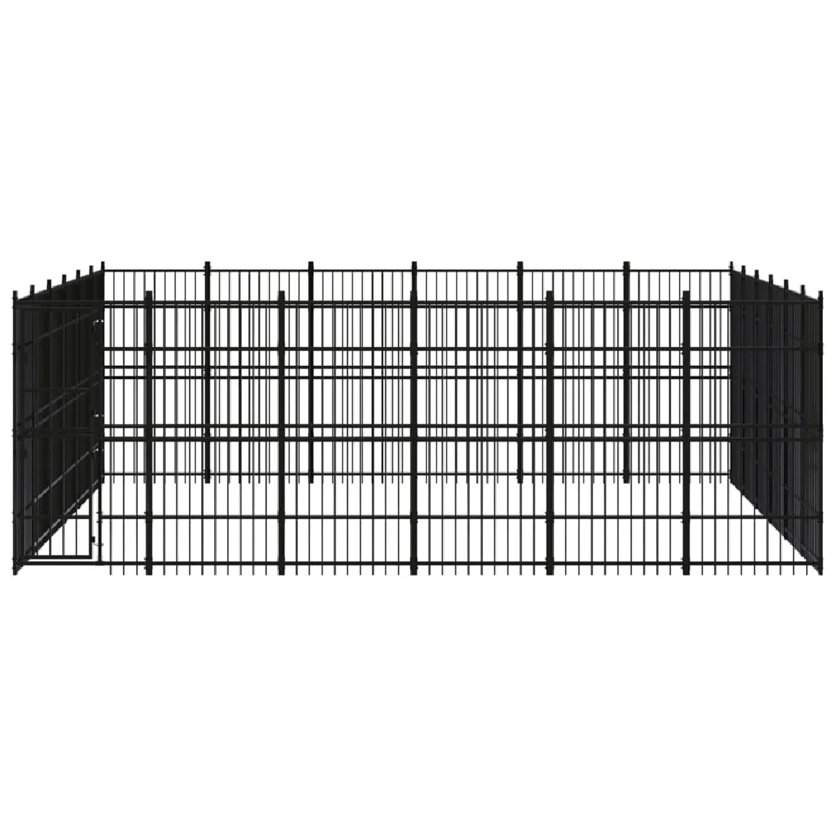 Meilleurs prix pour Chenil cage enclos pac animaux d'extérieur pour chiens acier 33,18 m² noir 02_0041837