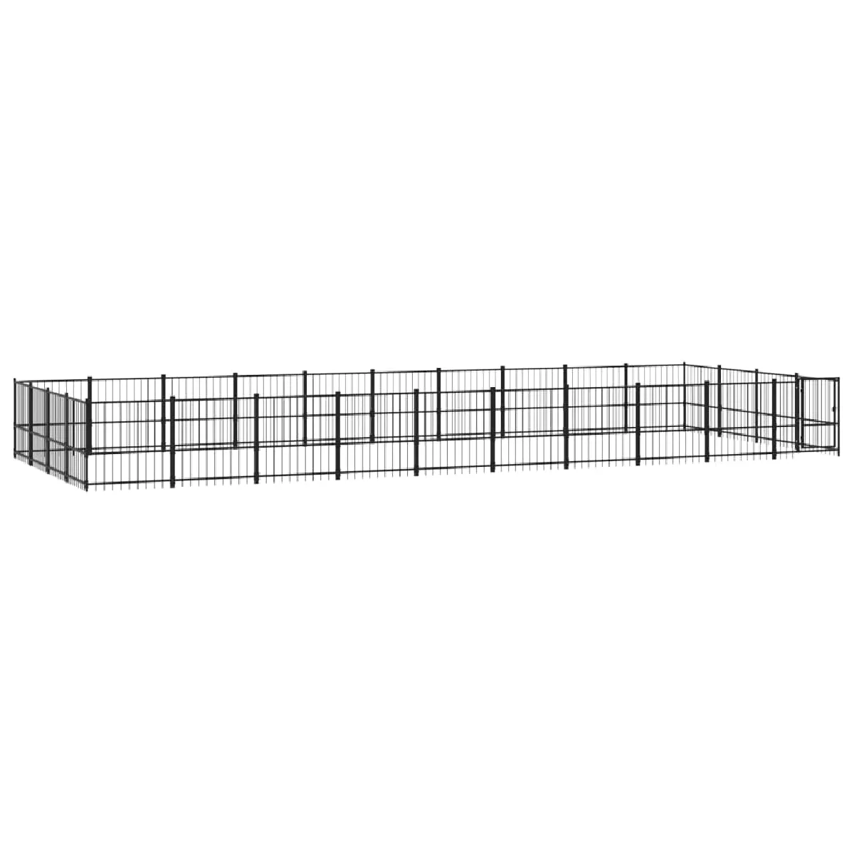 Meilleurs prix pour Chenil cage enclos pac animaux d'extérieur pour chiens acier 37,64 m² noir 02_0041844