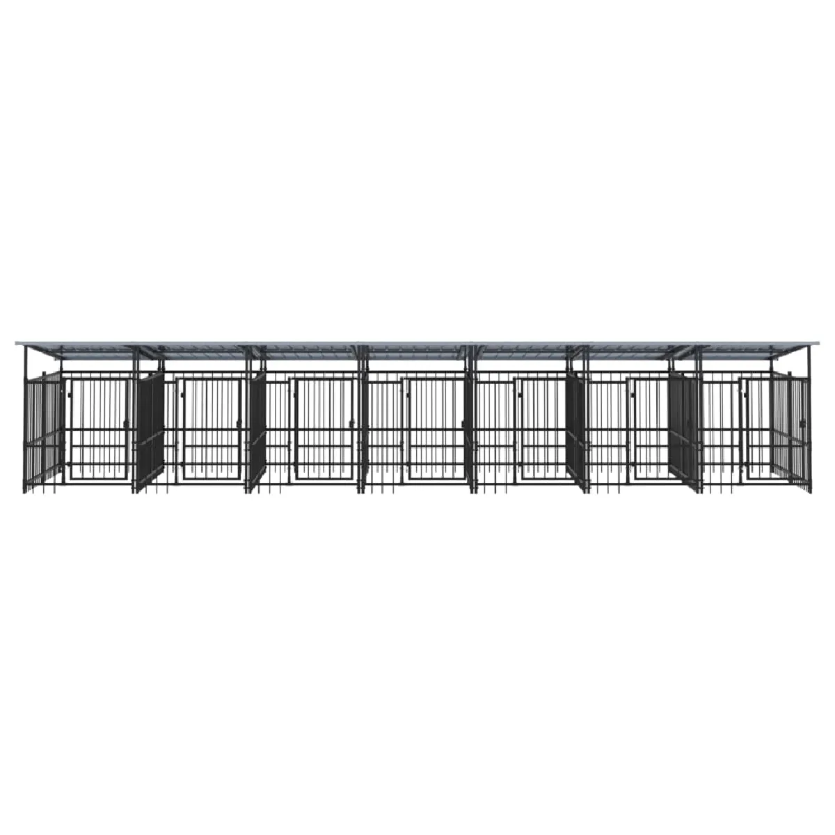 Comparer les prix de Chenil cage enclos pac animaux d'extérieur avec toit pour chiens acier 13,14 m² noir 02_0041739