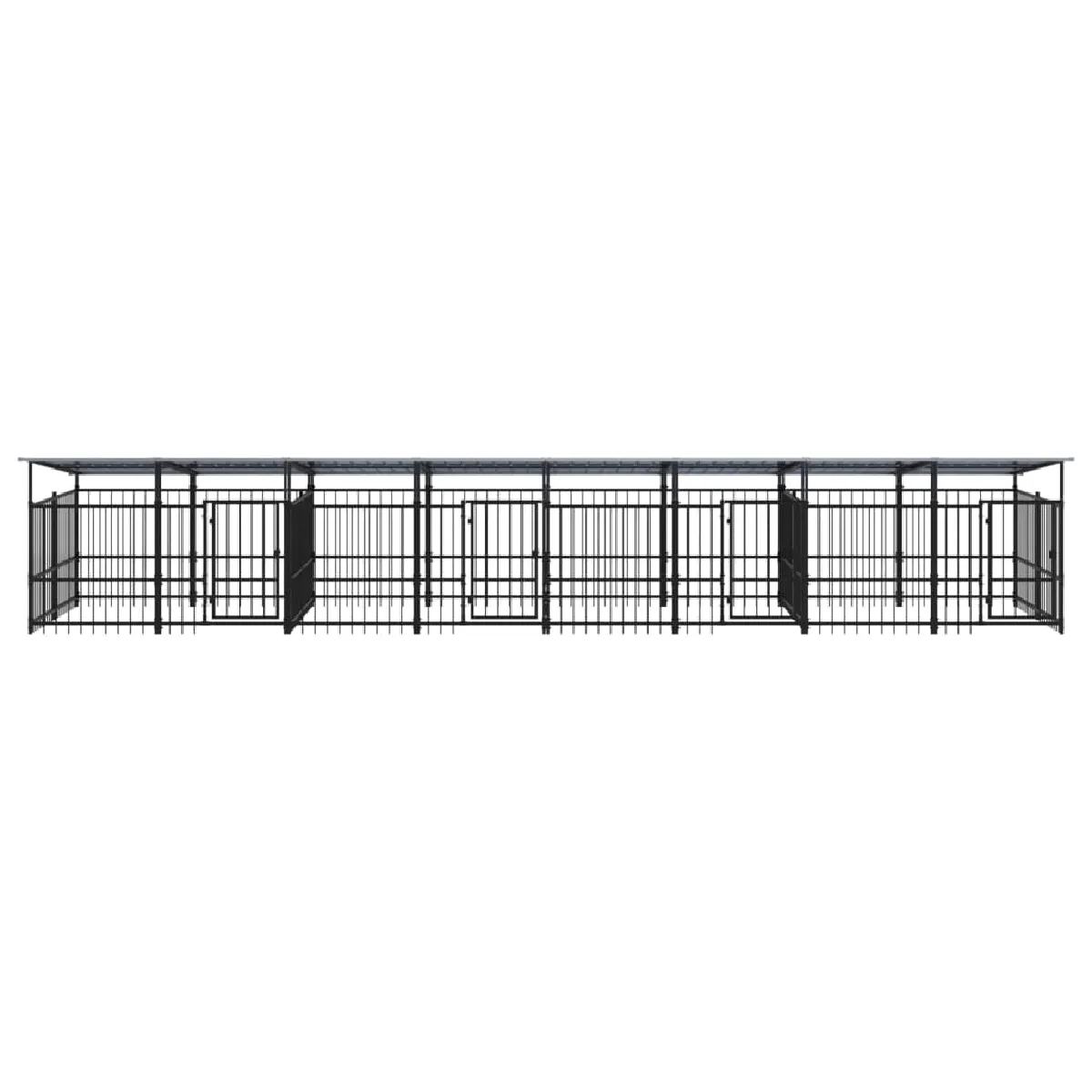 Comparer les prix de Chenil cage enclos pac animaux d'extérieur avec toit pour chiens acier 15,02 m² noir 02_0041744