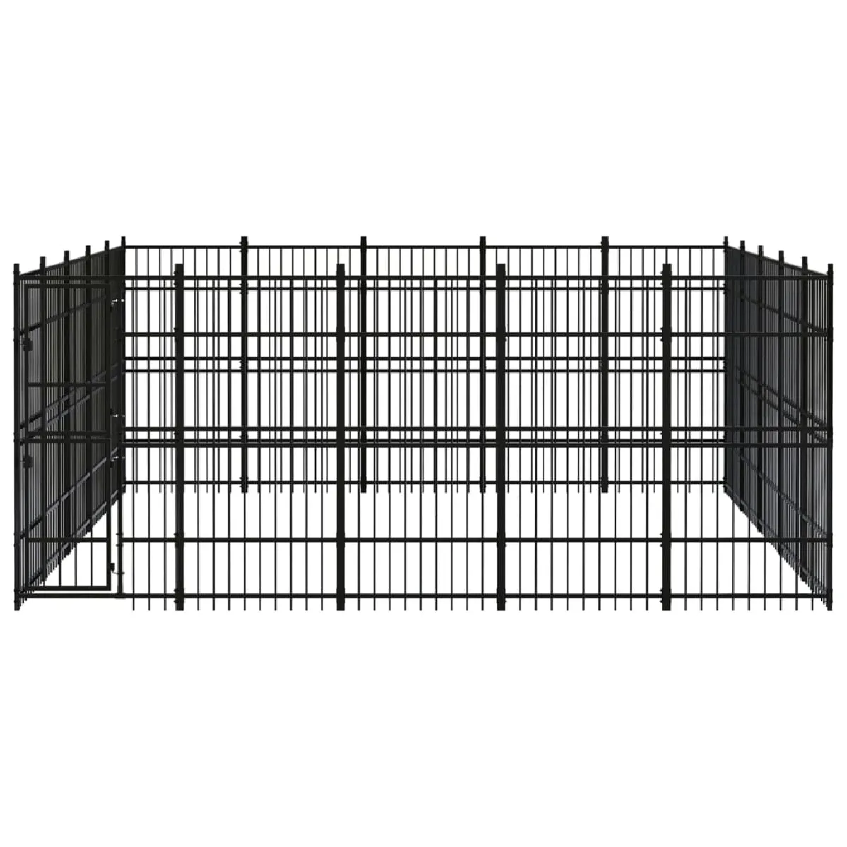 Chenil cage enclos pac animaux d'extérieur pour chiens acier 23,04 m² noir 02_0041819
