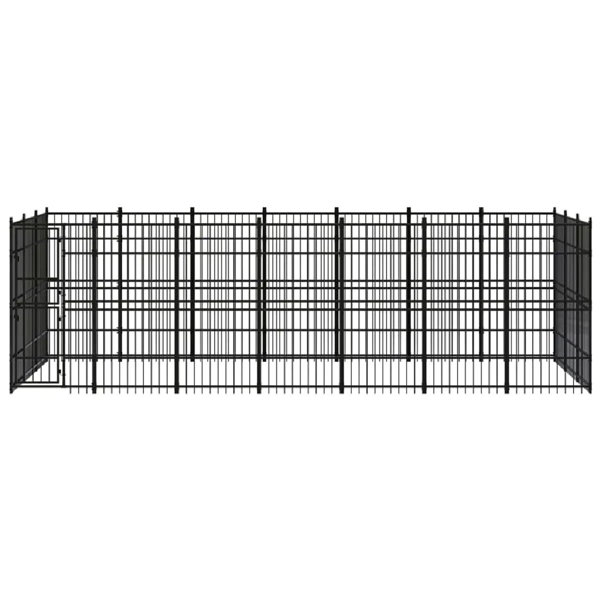 Chenil cage enclos pac animaux d'extérieur pour chiens acier 19,35 m² noir 02_0041813