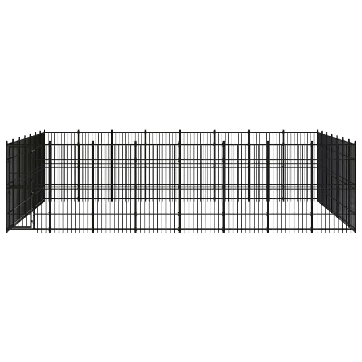 Meilleurs prix pour Chenil cage enclos pac animaux d'extérieur pour chiens acier 51,61 m² noir 02_0041861