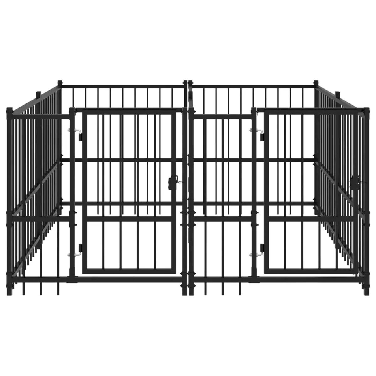 Meilleurs prix pour Chenil cage enclos pac animaux d'extérieur pour chiens acier 3,75 m² noir 02_0041833