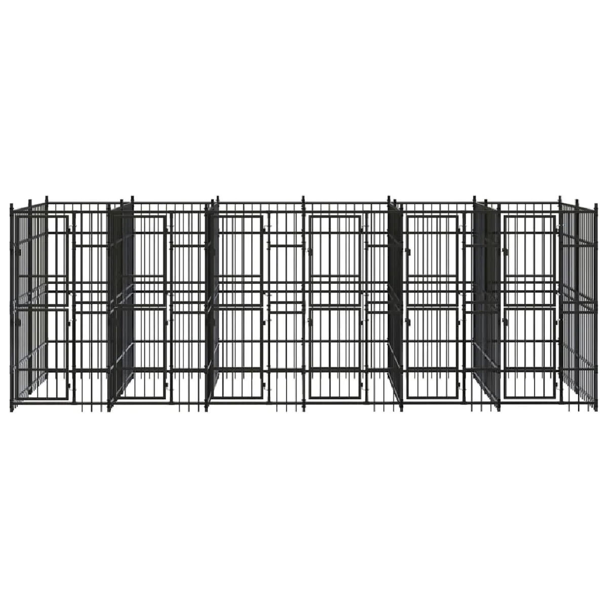 Chenil cage enclos pac animaux d'extérieur pour chiens acier 11,06 m² noir 02_0041778