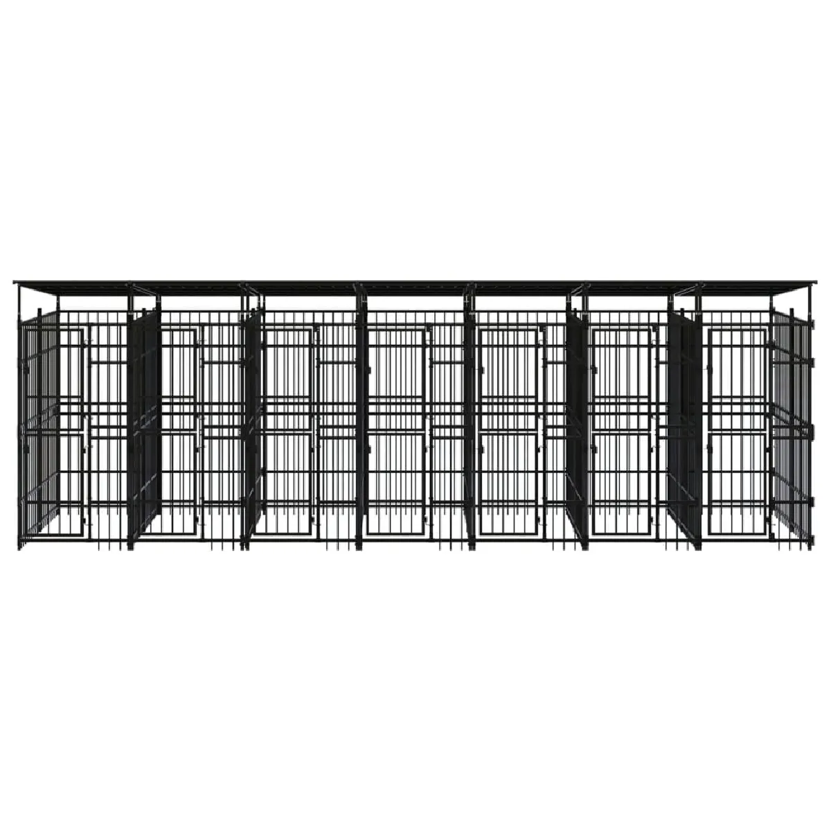 Comparer les prix de Chenil cage enclos pac animaux d'extérieur avec toit pour chiens acier 12,9 m² noir 02_0041738