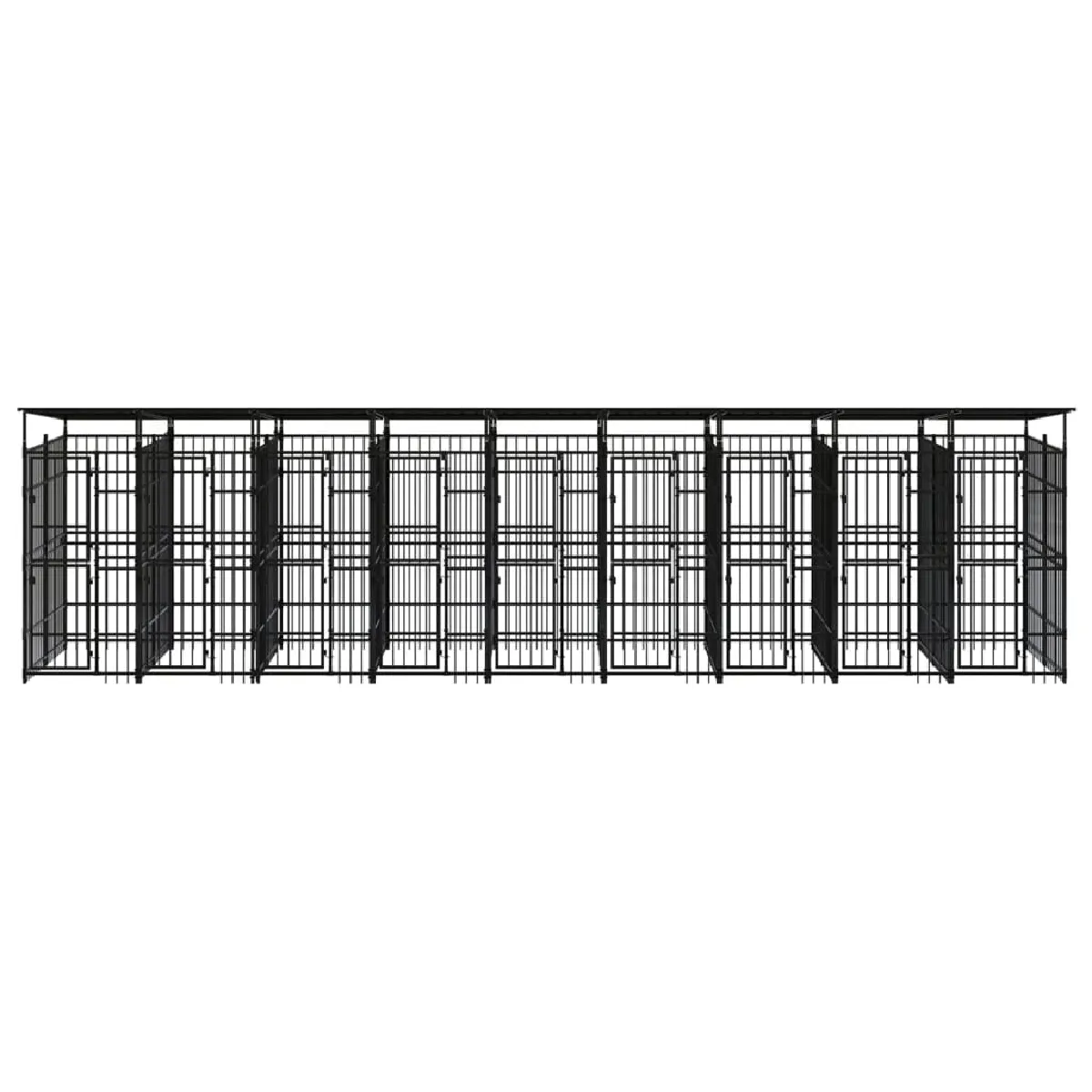 Comparer les prix de Chenil cage enclos pac animaux d'extérieur avec toit pour chiens acier 16,59 m² noir 02_0041747