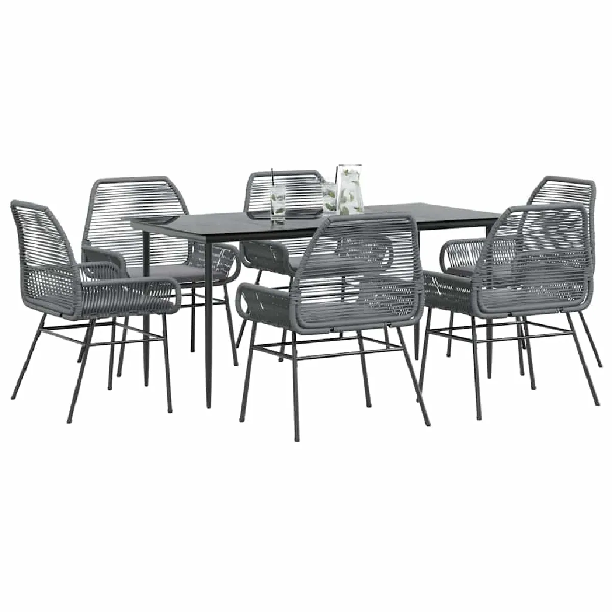 vidaXL Ensemble à manger jardin 7 pcs - Gris