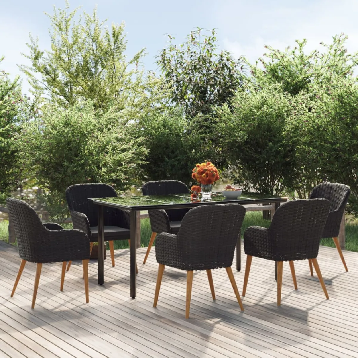 Ensemble à manger de jardin vidaXL 7 pcs - vue 3