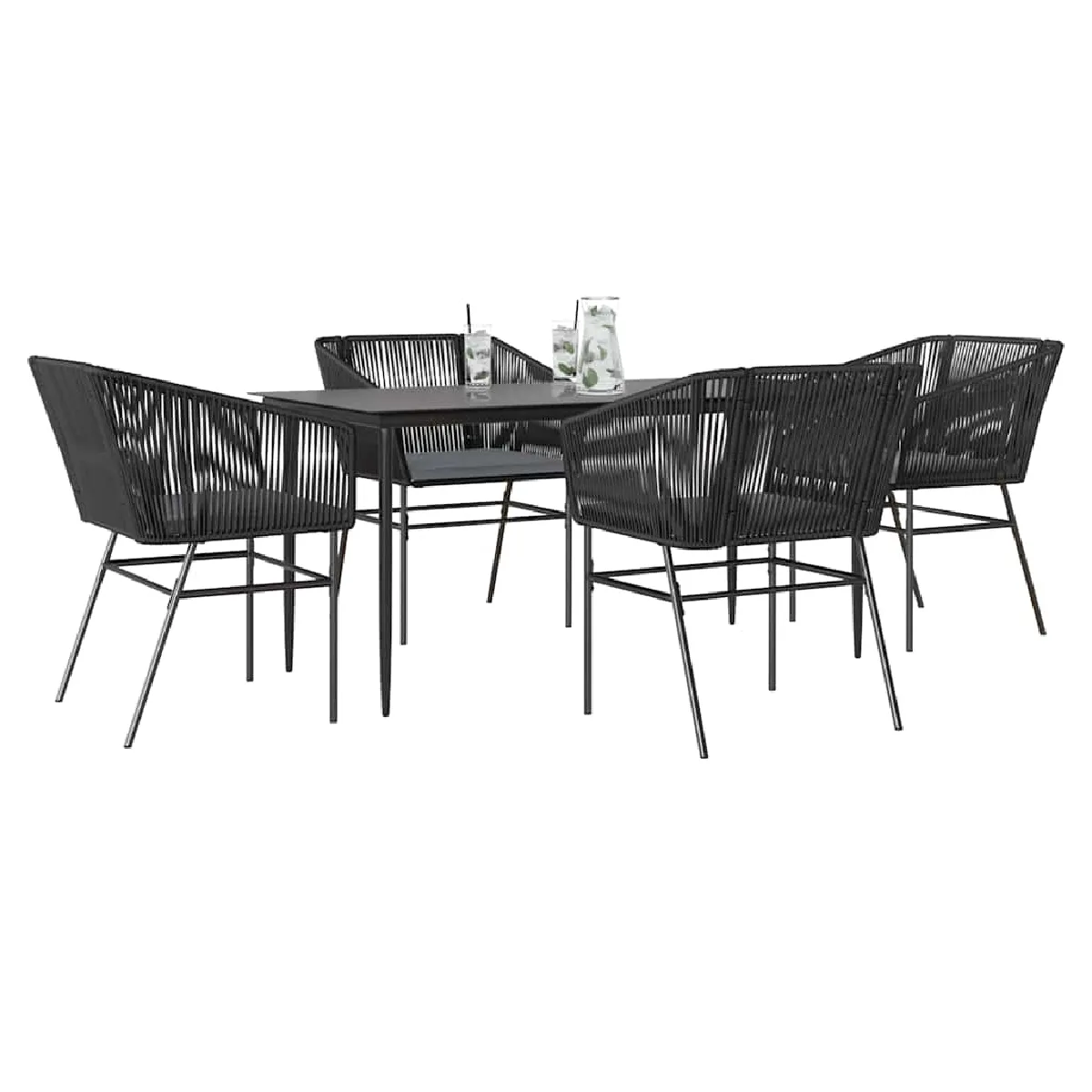 vidaXL Ensemble à manger jardin 5 pcs rotin verre